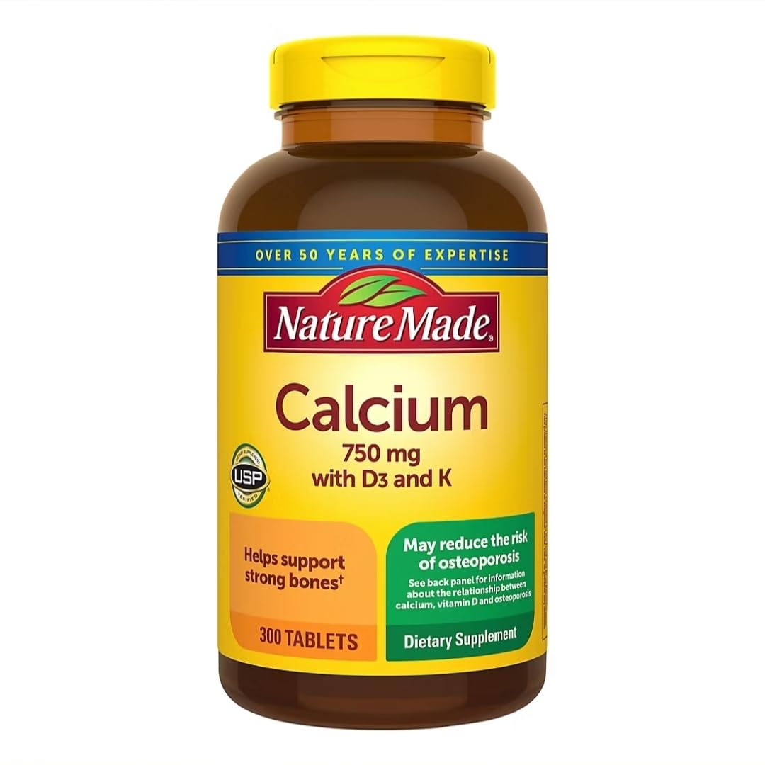 Nature Made Calcium 750 mg with D3 & K - 300 Tablets | Bone Health