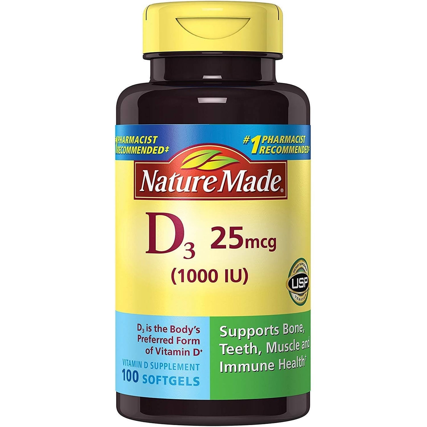 Nature Made Vitamin D-3 1000 IU | 100 Ct Pack of 3