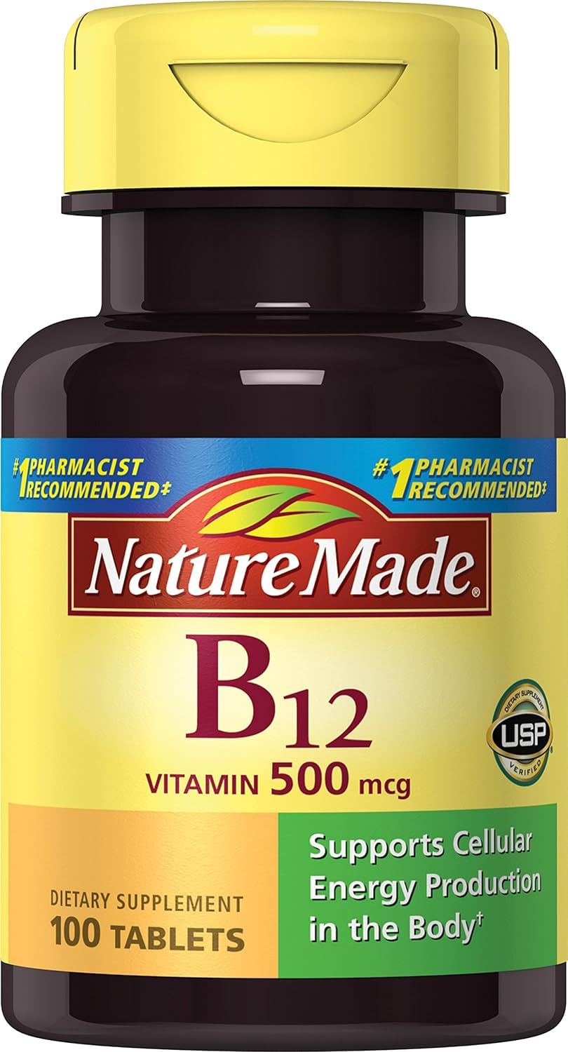 Nature Made Vitamin B-12 500 mcg Tablets – Pack of 2 (100 ea) BritishVita | Premium UK Vitamins & Wellness Supplements
