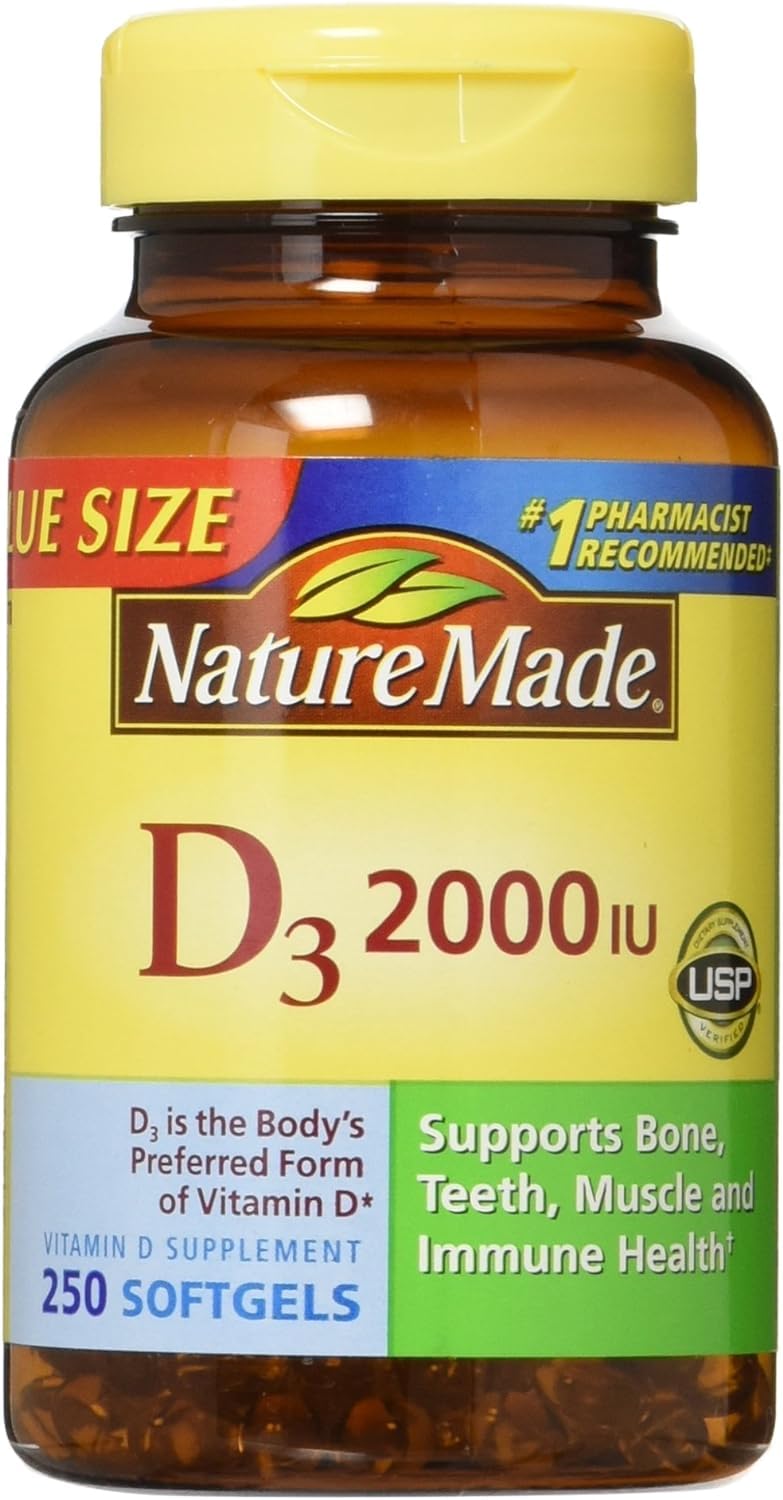 Nature Made Vitamin D3 2000 IU Liquid Softgels – 250-Count Pack of 2 BritishVita | Premium UK Vitamins & Wellness Supplements