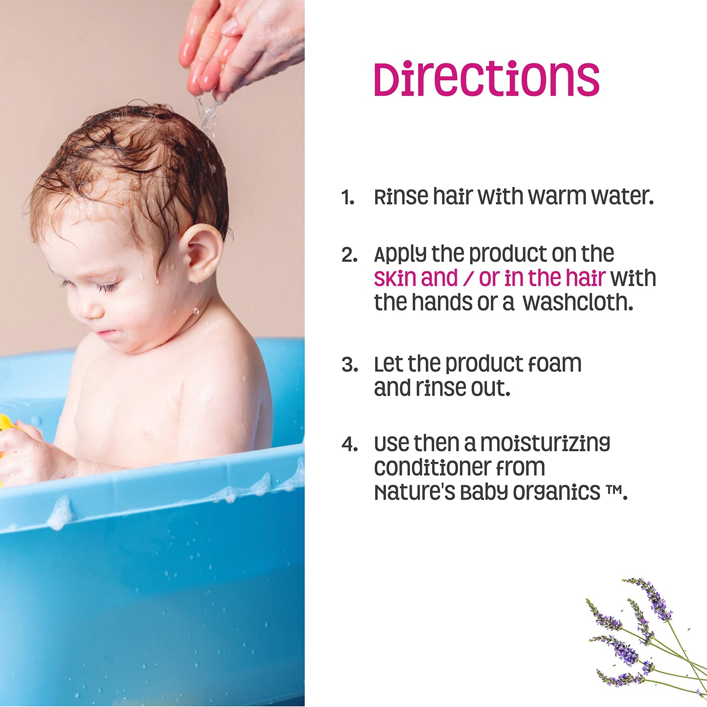 Nature's Baby Organics 3-in-1 Baby Shampoo, Body Wash & Face Wash – Lavender Chamomile, 16oz (Pack of 2)