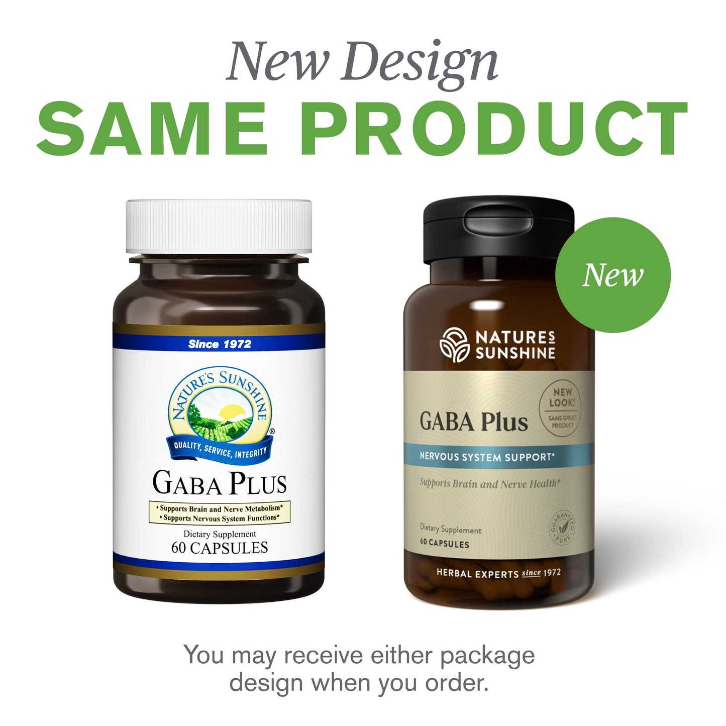 Nature's Sunshine GABA Plus - 60 Capsules | Kosher Brain Health & Nervous System Support