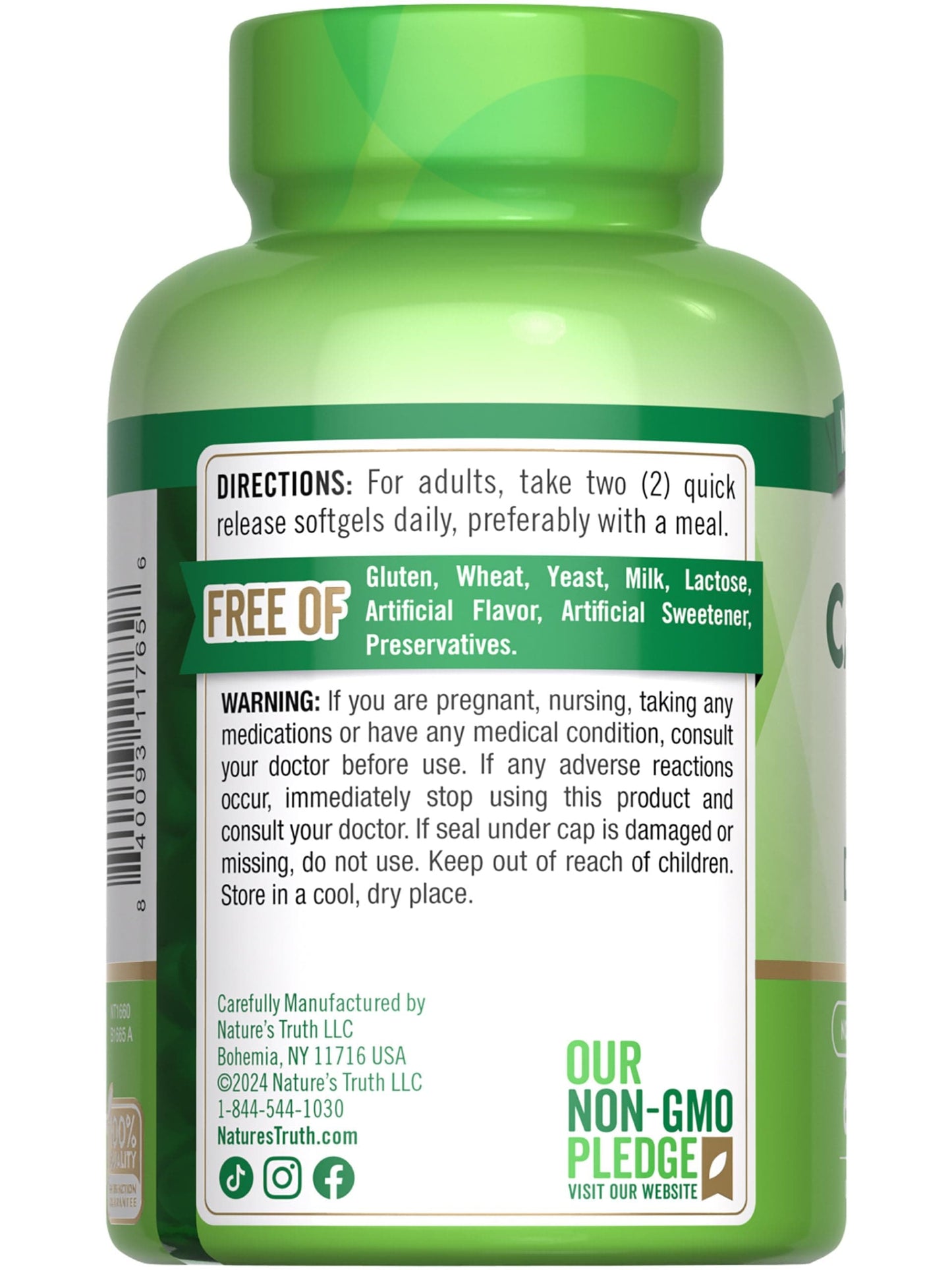 Nature's Truth Calcium 1200mg with Vitamin D3 (5000 IU) - 60 Softgels per Bottle | Pack of 2 | Non-GMO & Gluten Free
