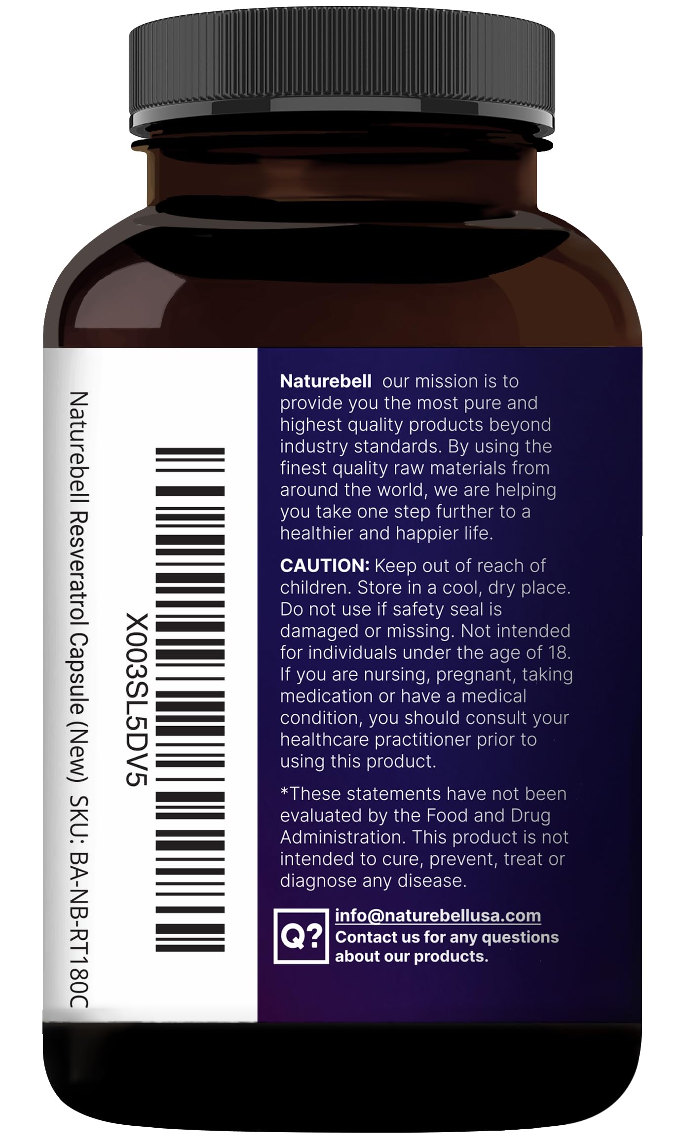 NatureBell Resveratrol Supplement 1000mg per Serving | 180 Veggie Capsules | 99% Trans-Resveratrol | Non-GMO