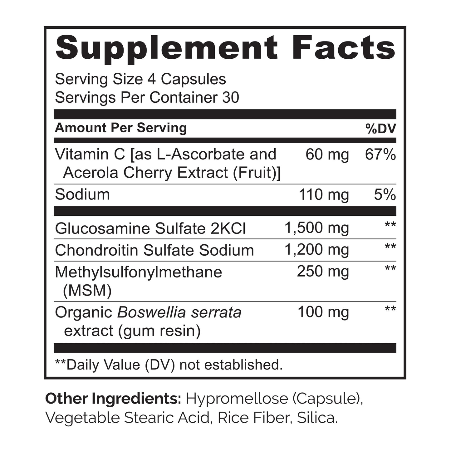 NATURELO Glucosamine Chondroitin MSM with Boswellia – Joint Support (120 Caps)