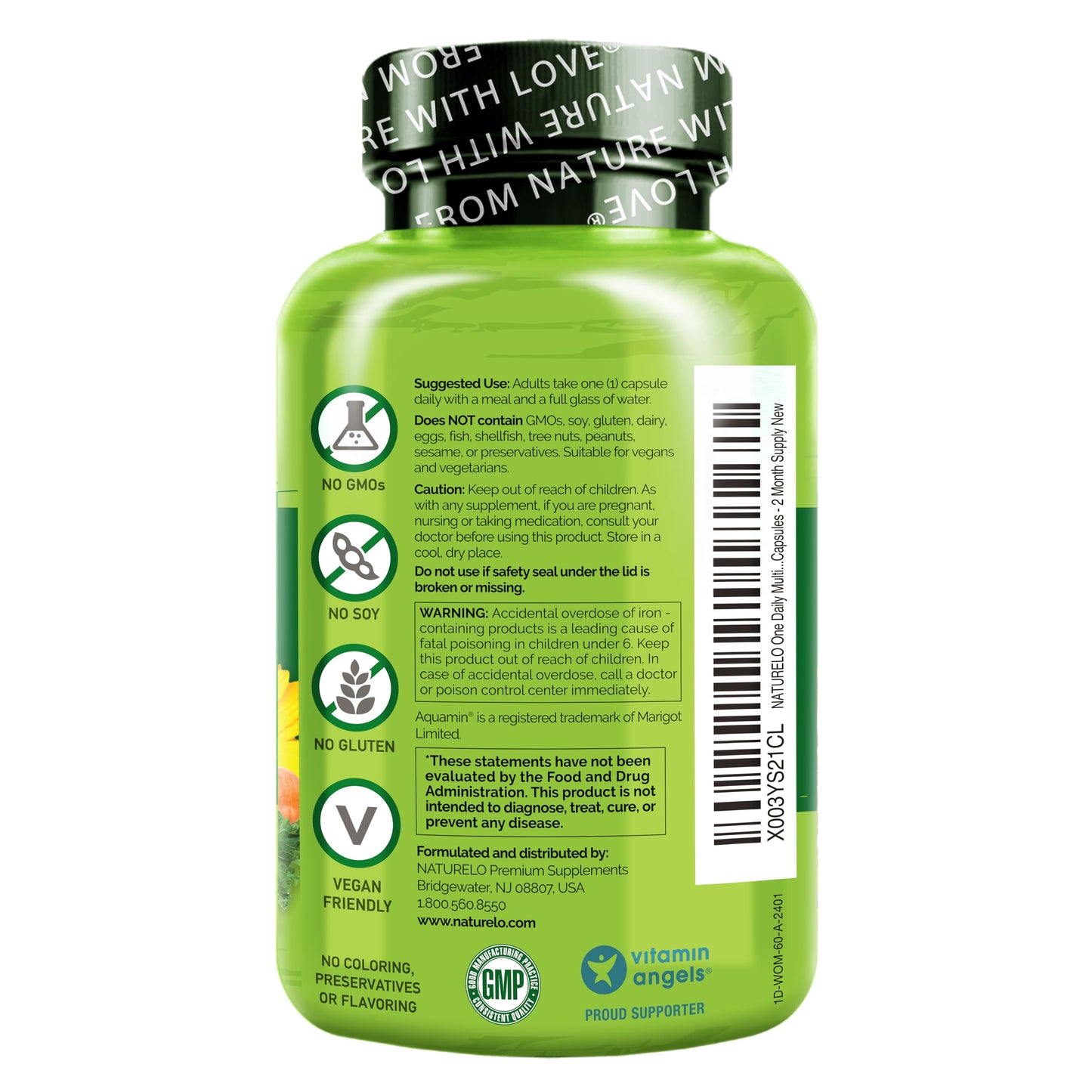 NATURELO One Daily Multivitamin for Women – 60 Ct, Energy Support, Non-GMO, Gluten Free