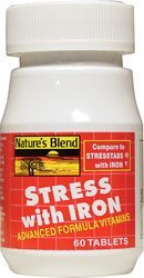 Nature's Blend Stress Advanced Formula Vitamins with Iron - Pack of 2 | Compare to STRESS TABS with Iron
