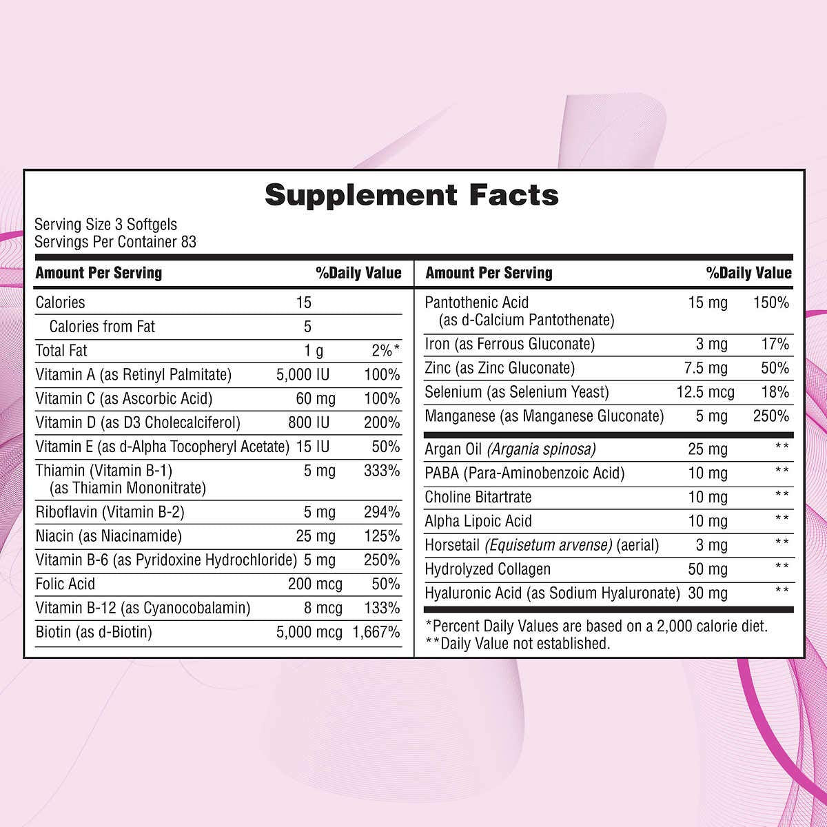Nature's Bounty Biotin 5000 mcg Hair Skin Nails - 2x 250 Softgels Extra Strength
