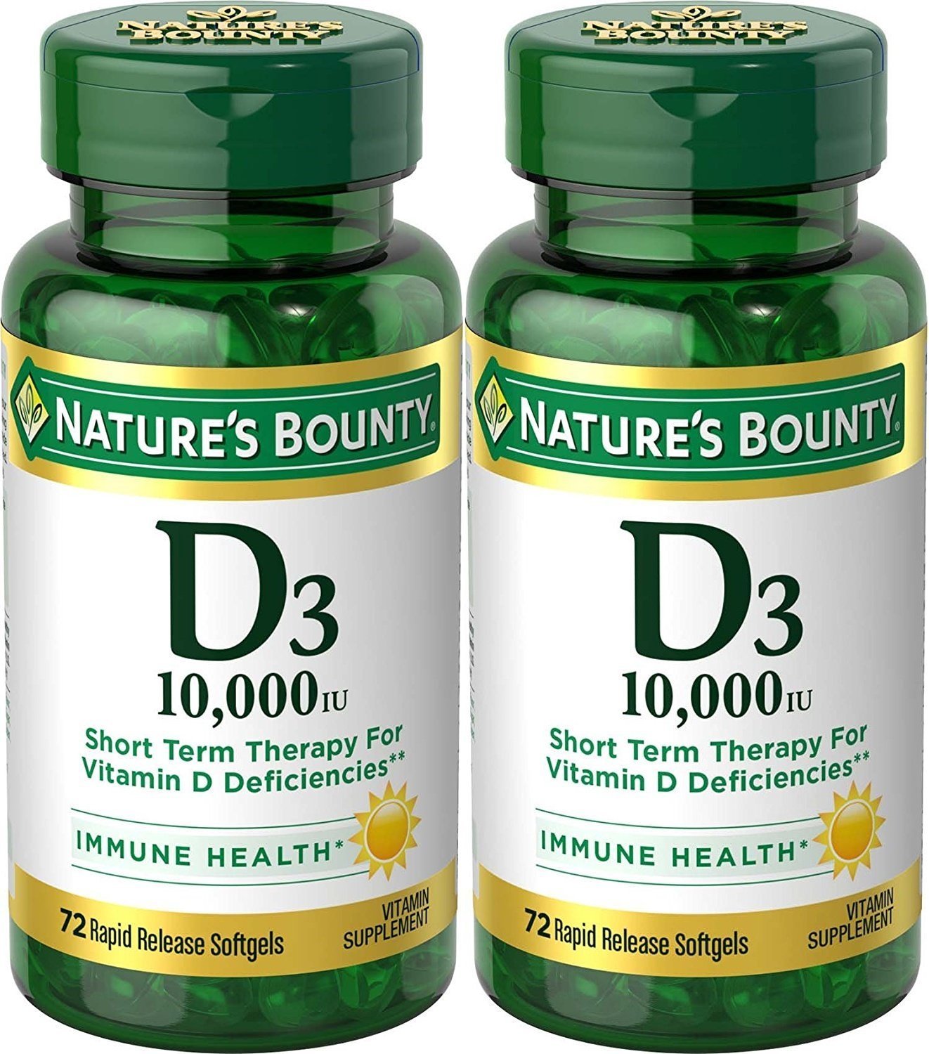 Nature's Bounty Ultra Strength Vitamin D3 10,000 IU | 72 Softgels (2-Pack)