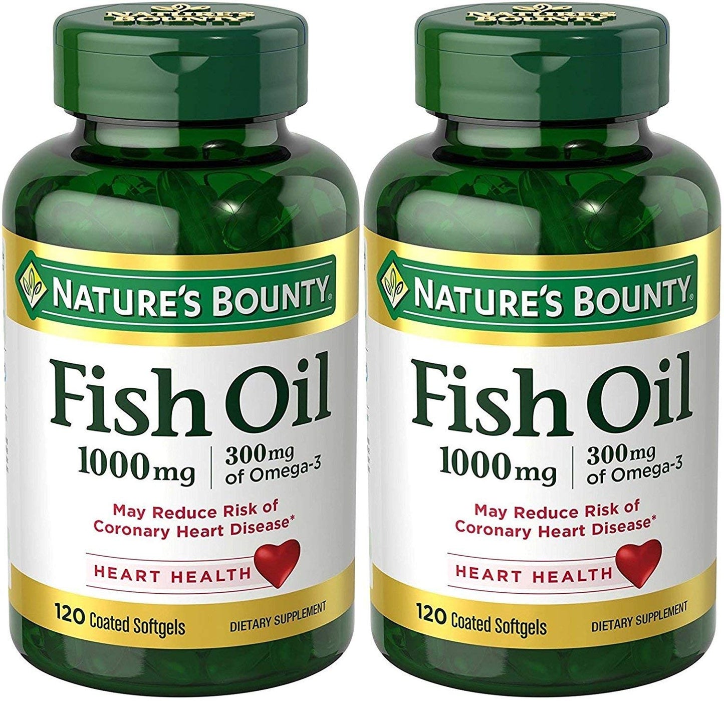 Nature's Bounty Fish Oil Odorless 1000 mg - 240 Softgels (2 x 120 Count Bottles)