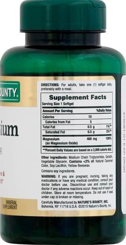 Nature's Bounty Magnesium 400 mg Softgels - 75 ea (2-pack) BritishVita | Premium UK Vitamins & Wellness Supplements