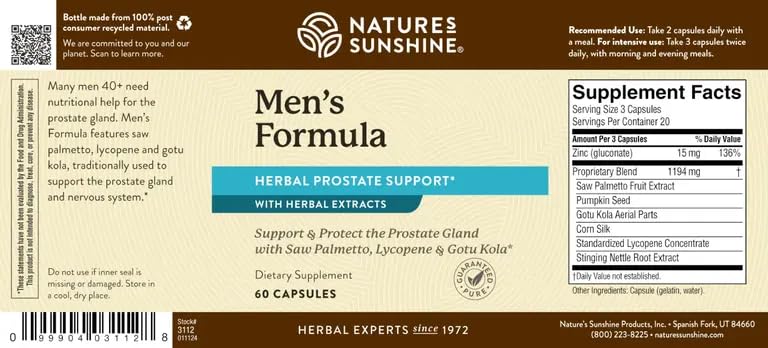 Nature's Sunshine Men's Formula with Lycopene (60 Capsules) – Supports Male Glandular Health BritishVita | Premium UK Vitamins & Wellness Supplements