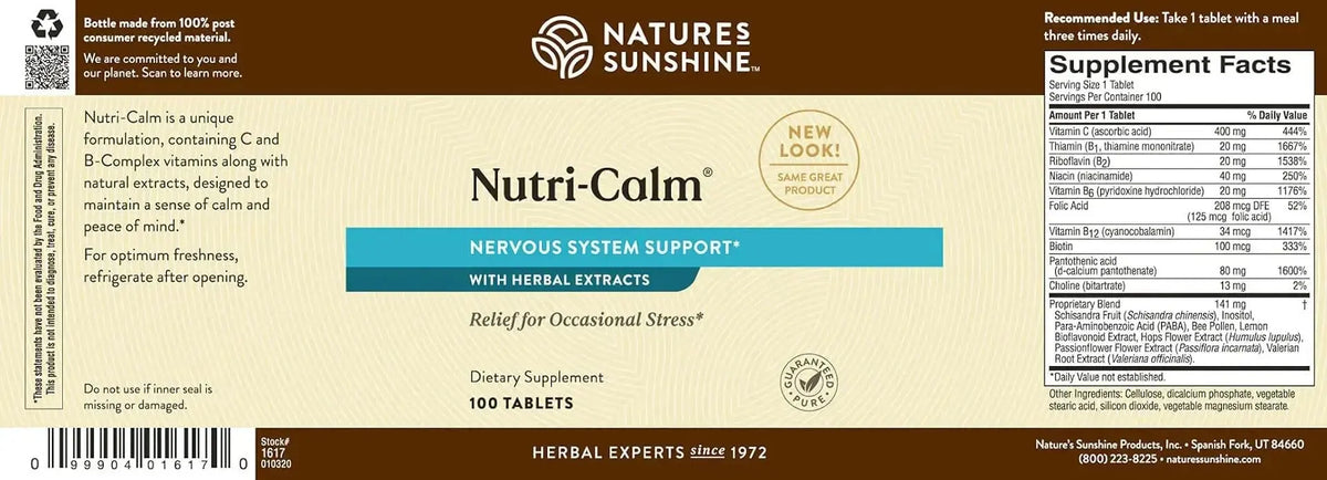 Nature's Sunshine Nutri-Calm – Herbal Stress Relief & Mood Support Supplement (100 Count) BritishVita | Premium UK Vitamins & Wellness Supplements
