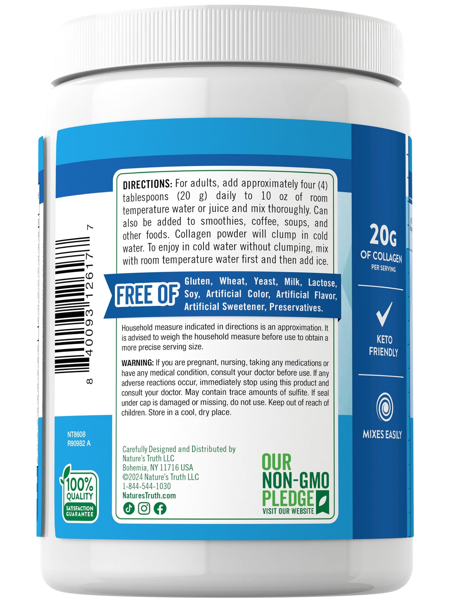 Nature's Truth Collagen Peptides Powder Unflavored - Grass-Fed Type I & III, 10 oz