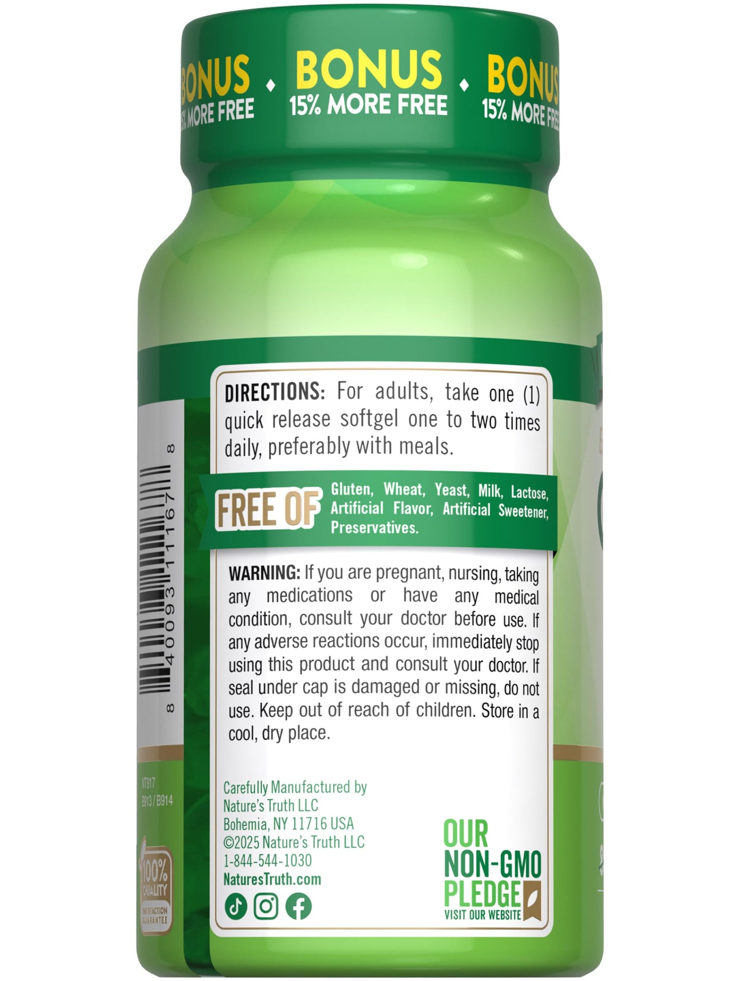 Nature's Truth CoQ10 200 mg Softgels | 92 Count | Enhanced Absorption | with Black Pepper Extract | Non-GMO & Gluten Free Supplement