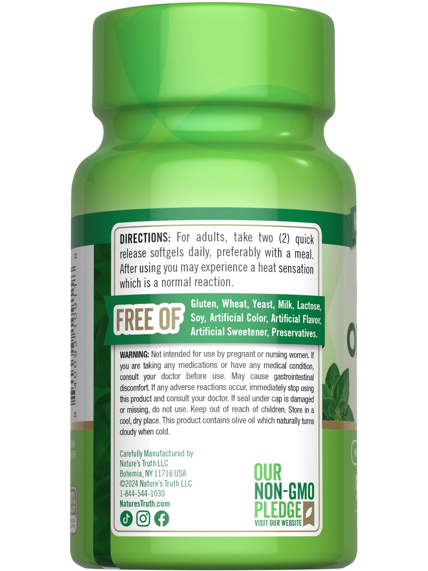 Nature's Truth Oregano Oil Softgels – 90 Softgels with Carvacrol – Non-GMO & Gluten Free