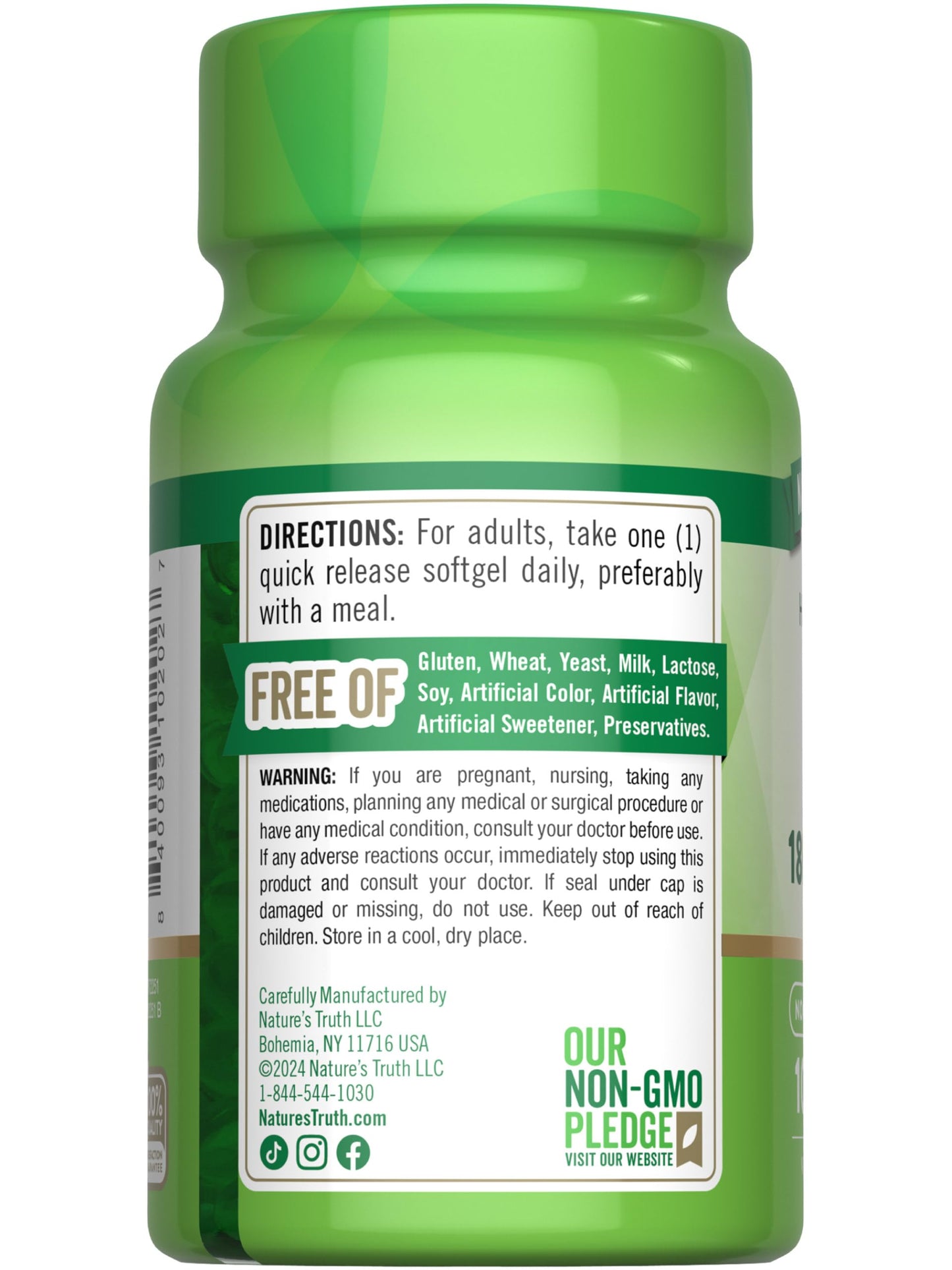 Nature's Truth Vitamin E Softgels - 400 IU (180 mg) - 100 Count - Non-GMO & Gluten Free