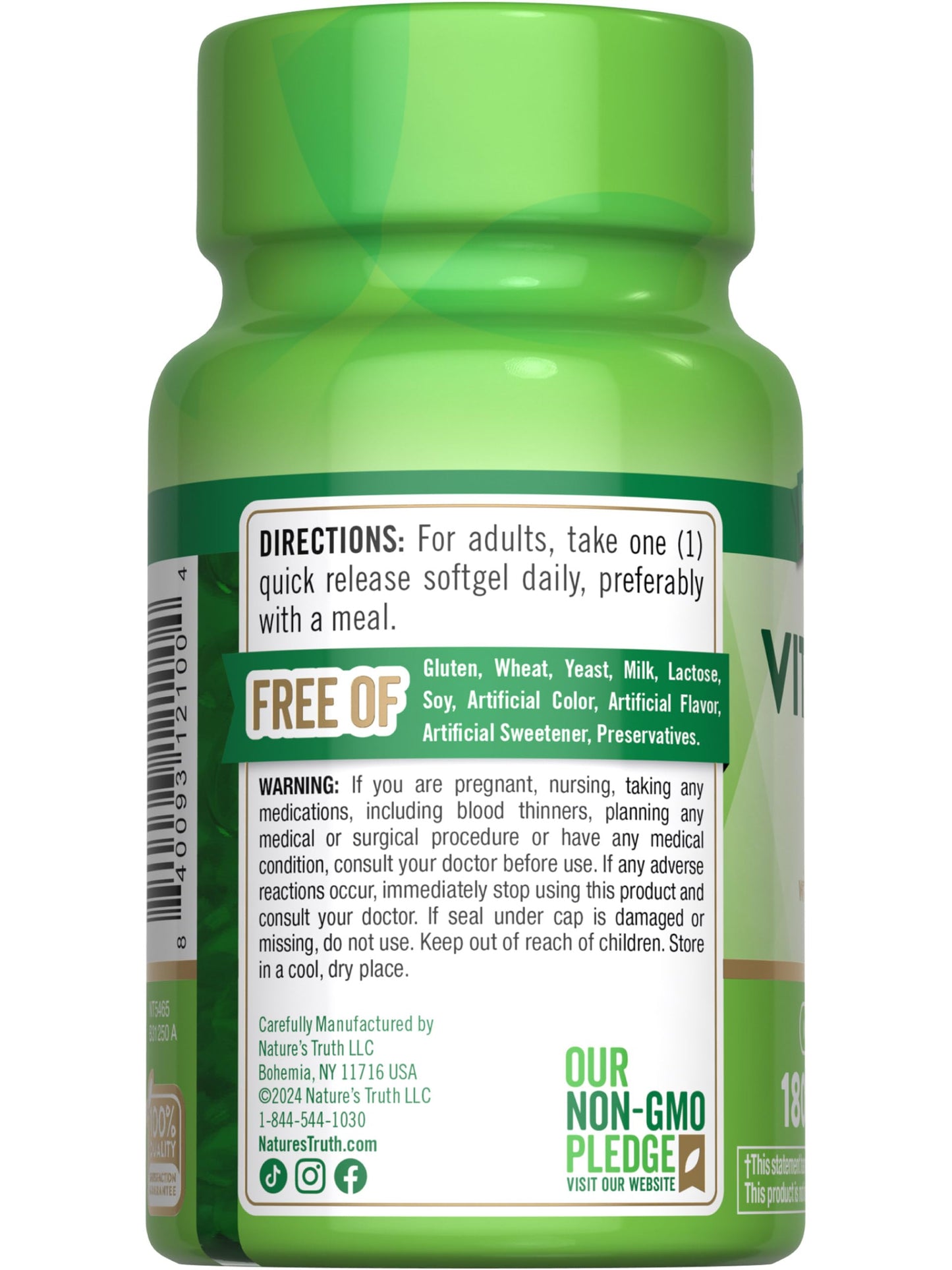 Nature's Truth Vitamin K2 MK-7 100 mcg - 180 Softgels (Pack of 2)