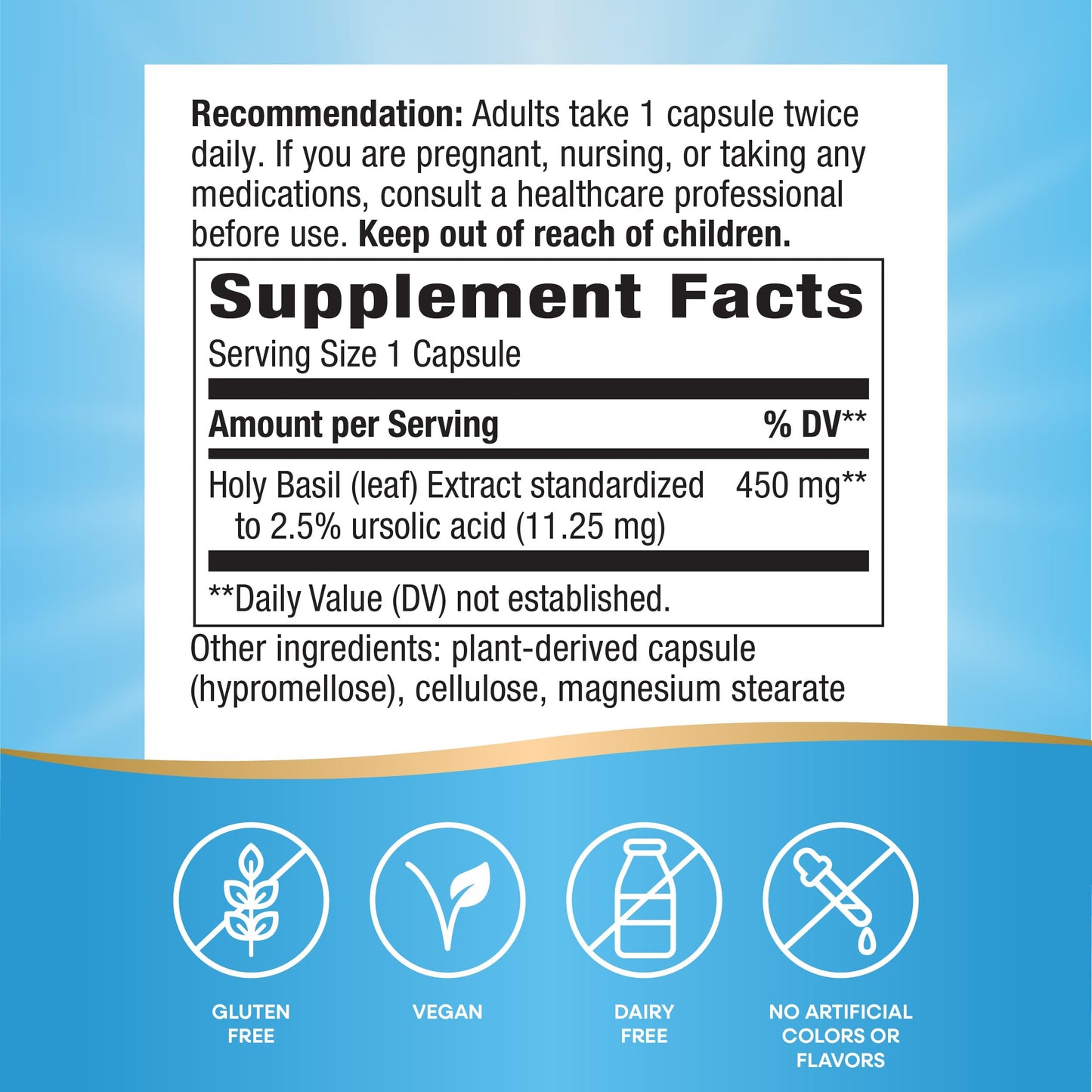 Nature's Way Holy Basil Premium Extract — Stress Support, Adaptogenic Herb, 450 mg, 60 Vegan Capsules
