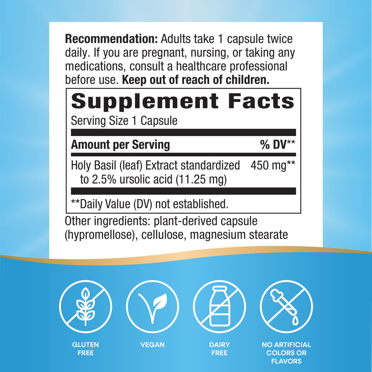 Nature's Way Holy Basil Premium Extract — Stress Support, Adaptogenic Herb, 450 mg, 60 Vegan Capsules BritishVita | Premium UK Vitamins & Wellness Supplements