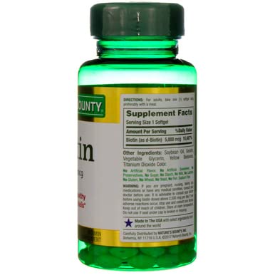 Nature's Bounty Super Potency Biotin 5000mcg - 144 Softgels (Pack of 2)