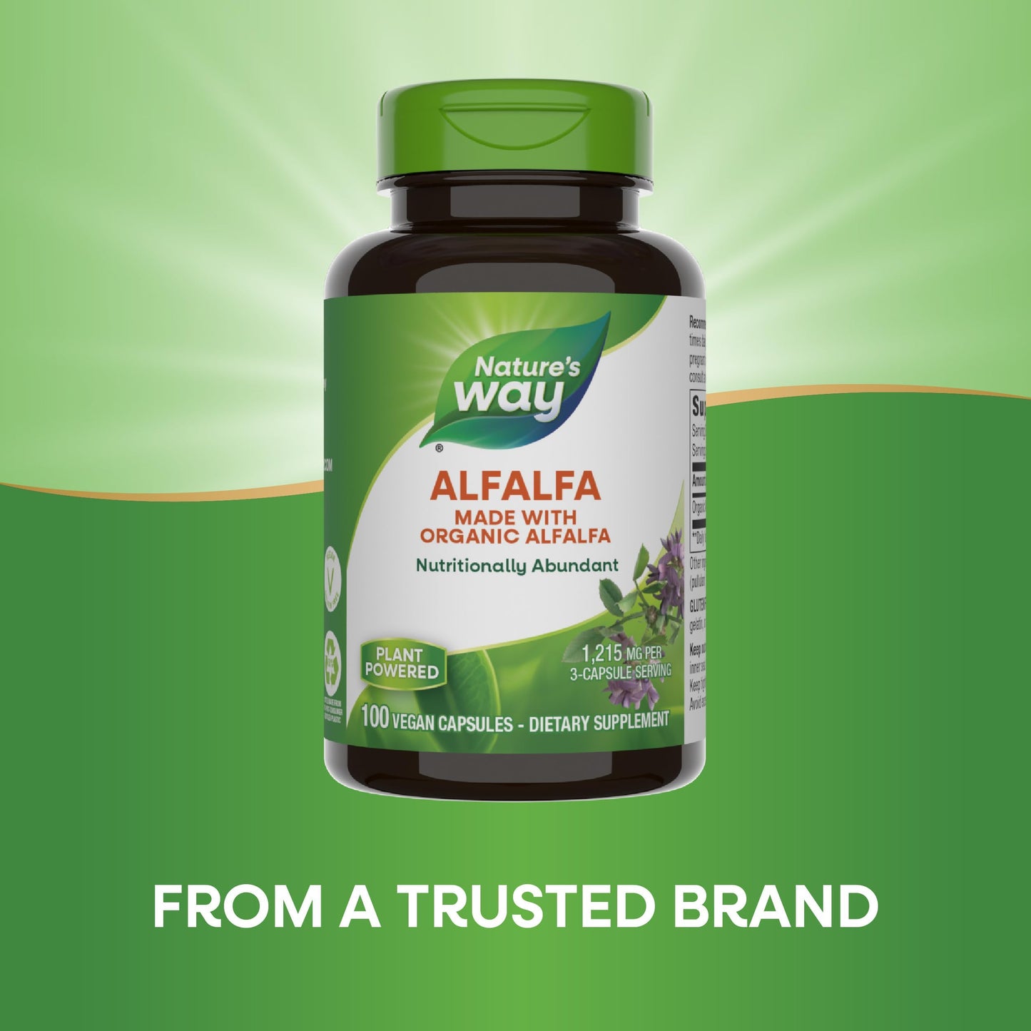 Nature's Way Alfalfa - 1,215 mg per 3-Capsule Serving - Organic Alfalfa - Vegan - Gluten Free - 100 Capsules