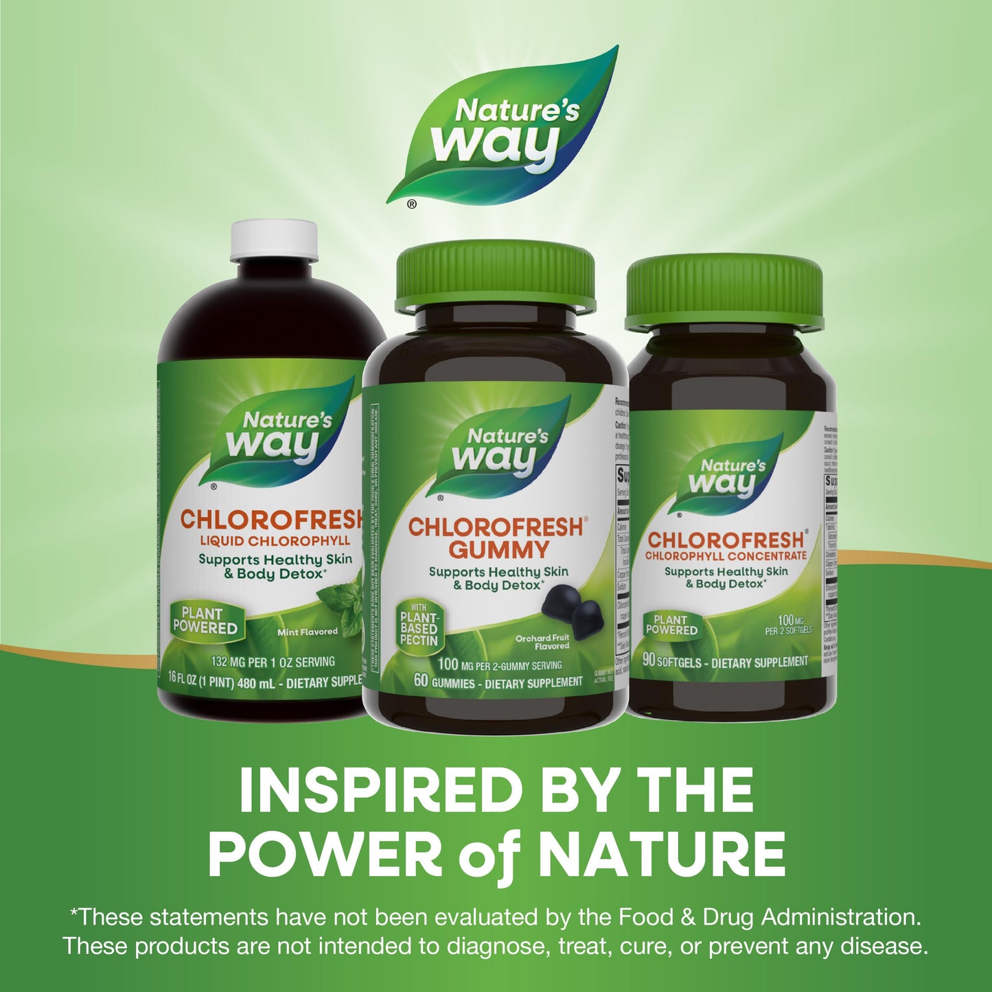 Nature’s Way Chlorofresh Chlorophyll Gummies – Orchard Fruit Flavor, 60 Gummies