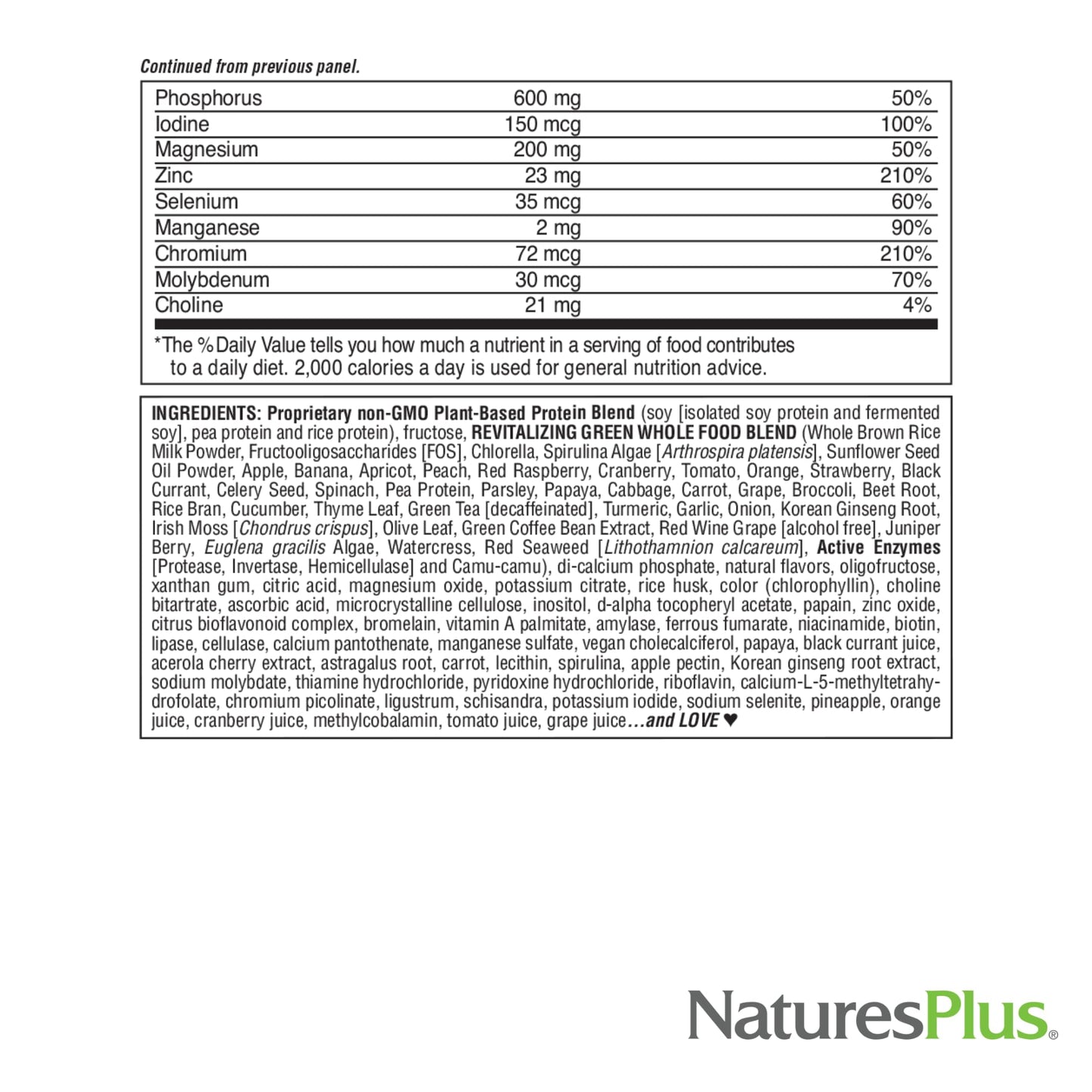 NaturesPlus FRUITEIN Revitalizing Green Foods Shake – Plant-Based Protein, 16 Servings