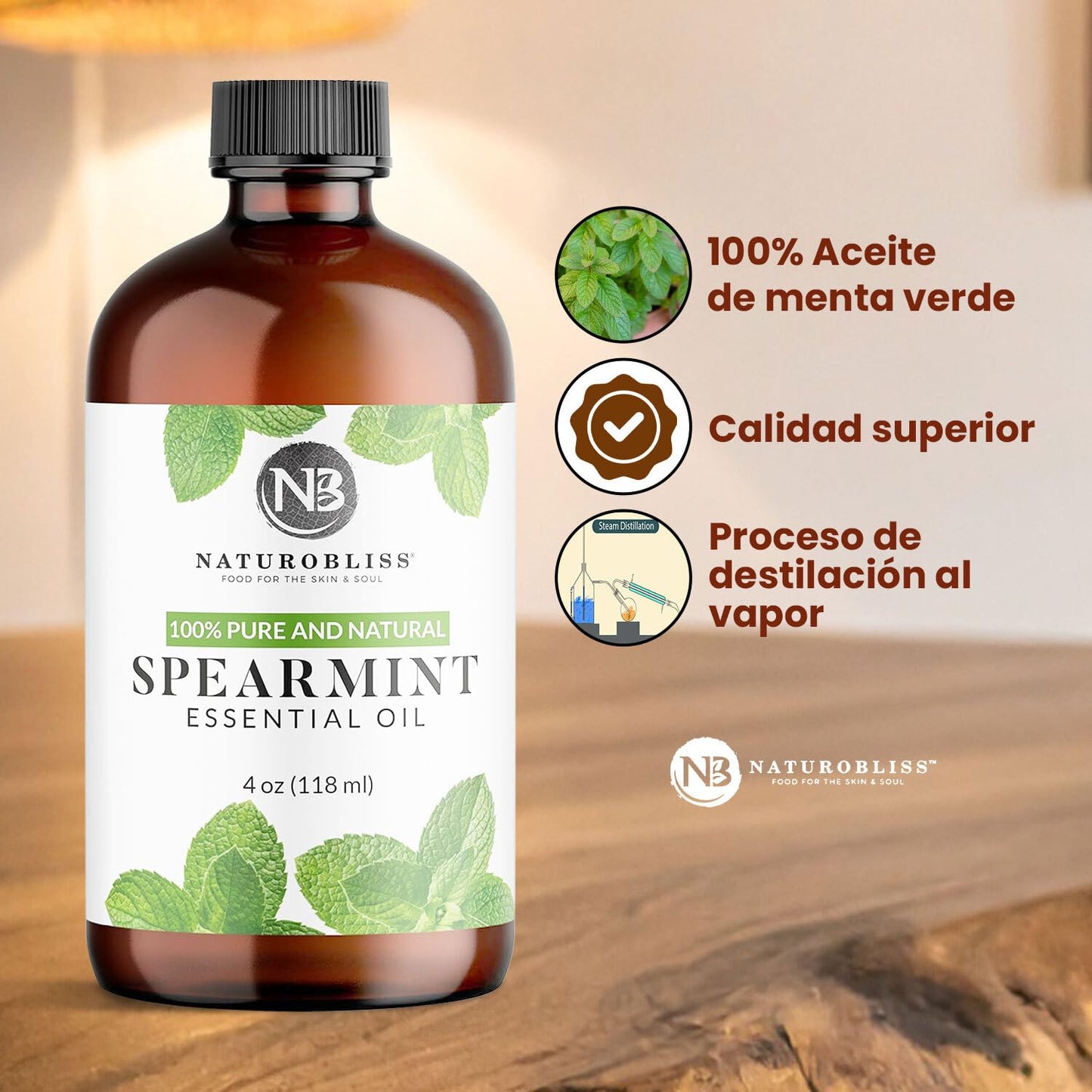 NaturoBliss Spearmint Essential Oil - 100% Pure & Natural, 4 oz | Aromatherapy