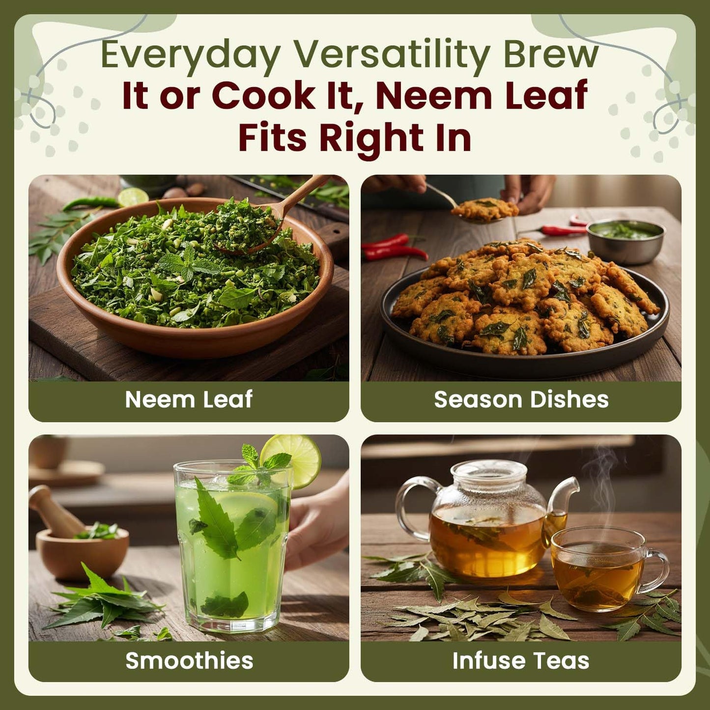 Organic Neem Leaf Cut & Sifted - Herbal Tea | Premium Dried Neem Leaves | USDA Certified | Non-GMO & Gluten Free | Origin India (4 oz)