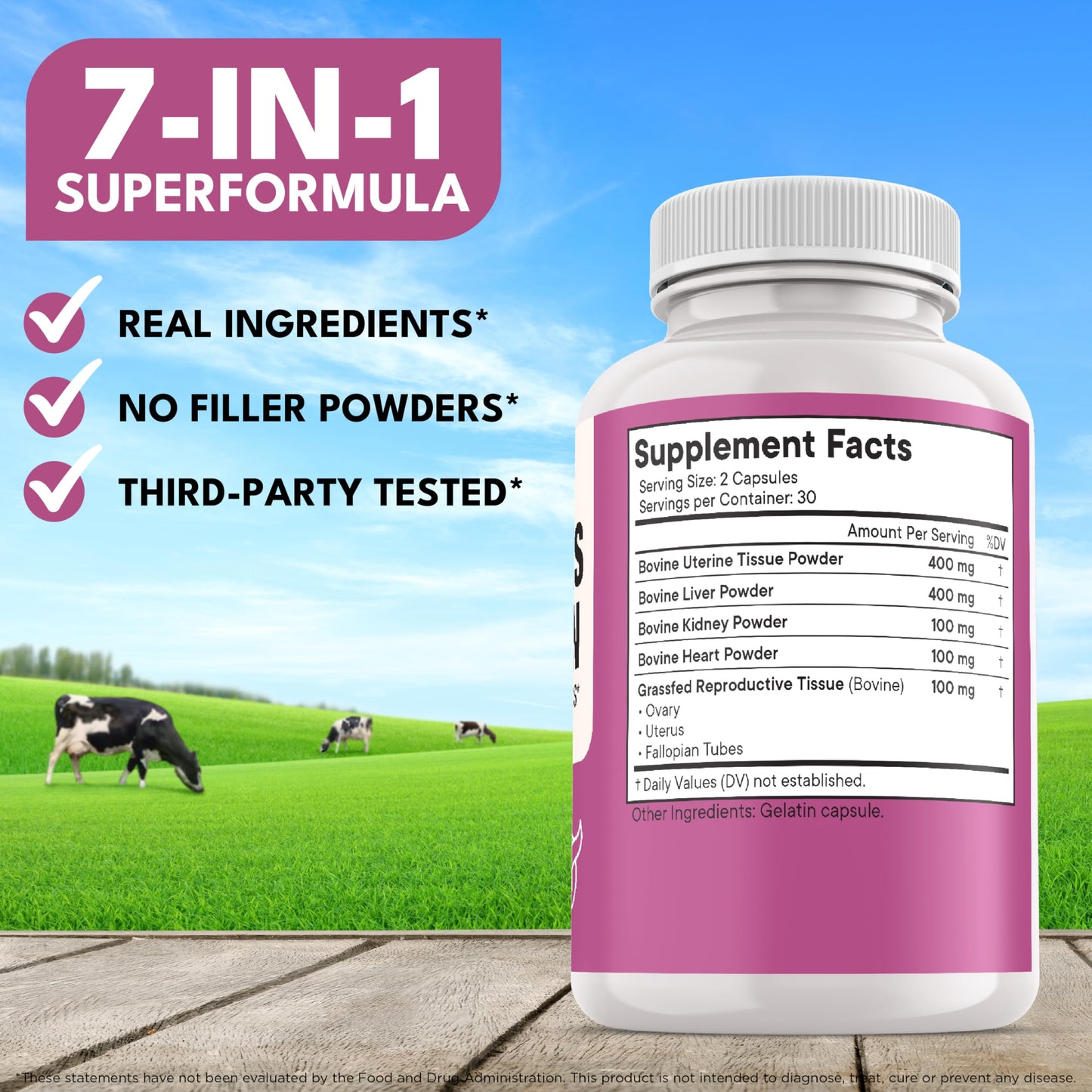 NEW AGE Beef Organ Supplement for Women - Grass-Fed, Pasture Raised - 60 Capsules