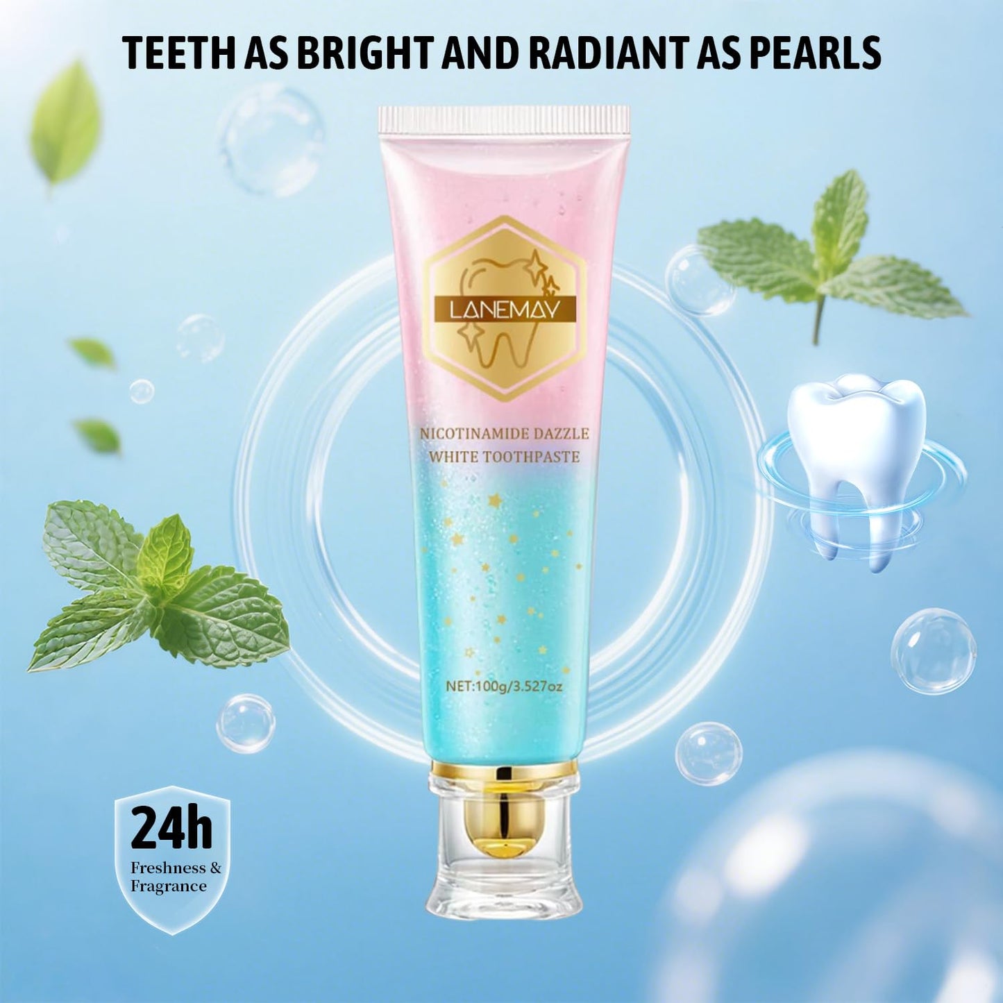 Niacinamide Whitening Toothpaste for Sensitive Teeth – Enamel Protection & Fresh Breath | 3.52 oz