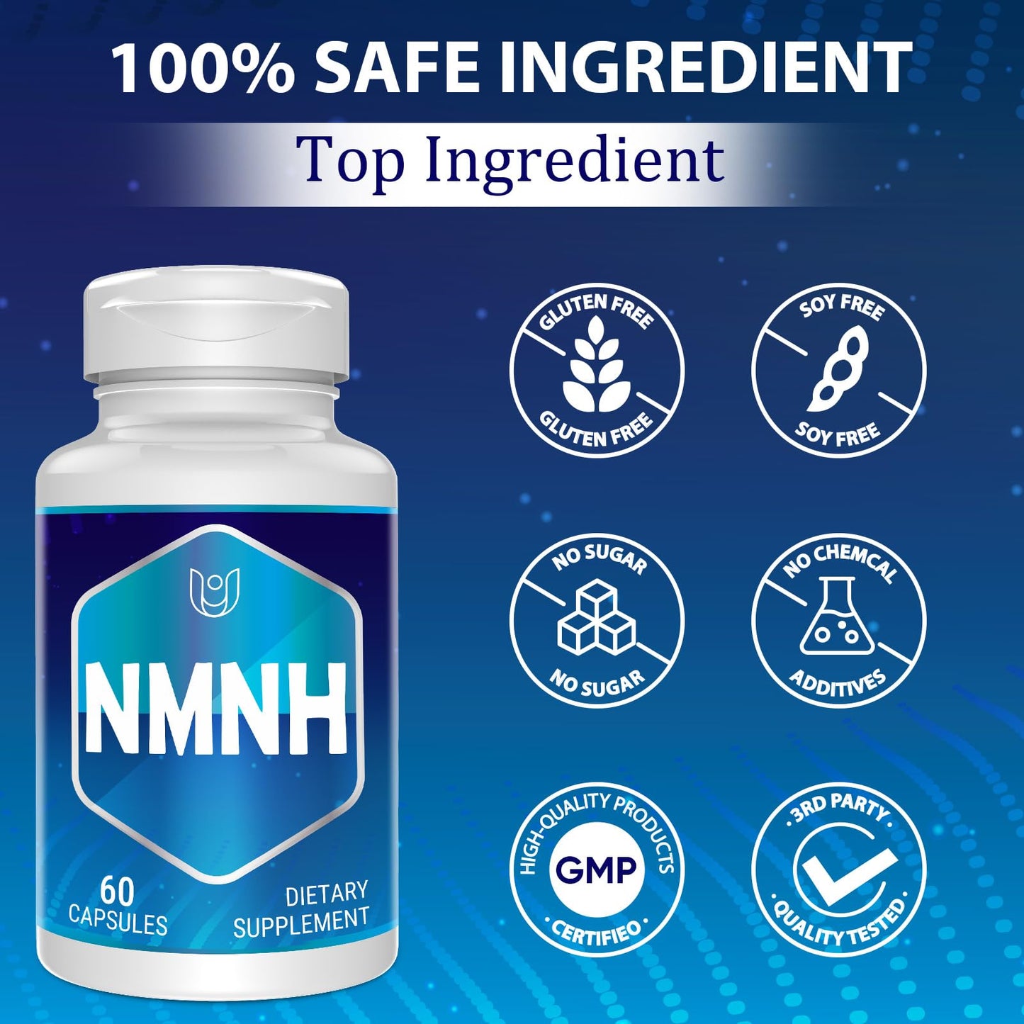 NMNH NMN Supplement – NAD+ Booster, Anti-Aging, 60 Capsules