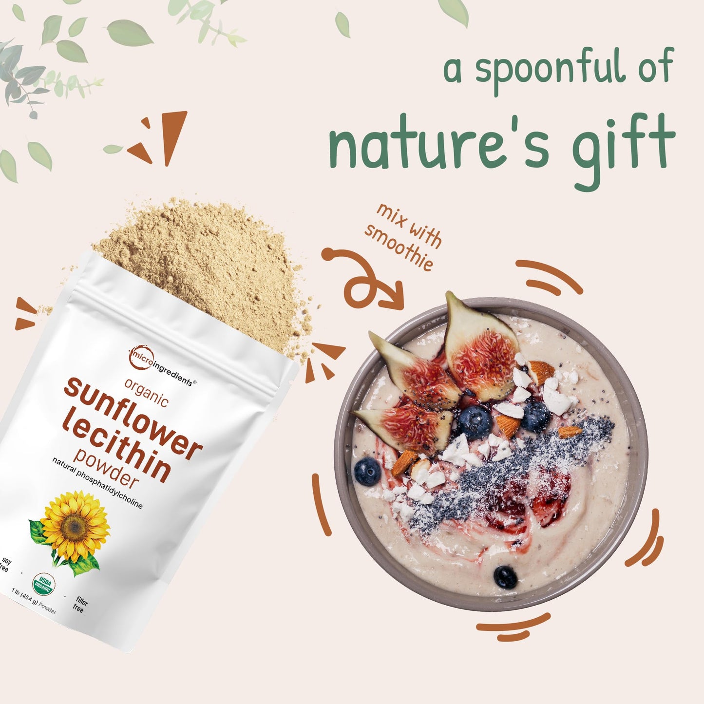 Organic Sunflower Lecithin Powder – 1 lb, Cold Pressed & Non-GMO BritishVita | Premium UK Vitamins & Wellness Supplements
