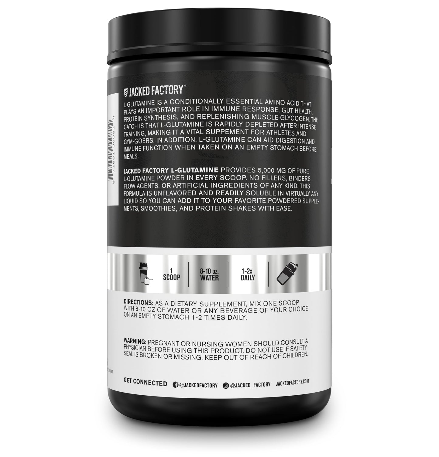 Jacked Factory L-Glutamine Powder – 100 Servings | Vegan Fermented, Unflavored