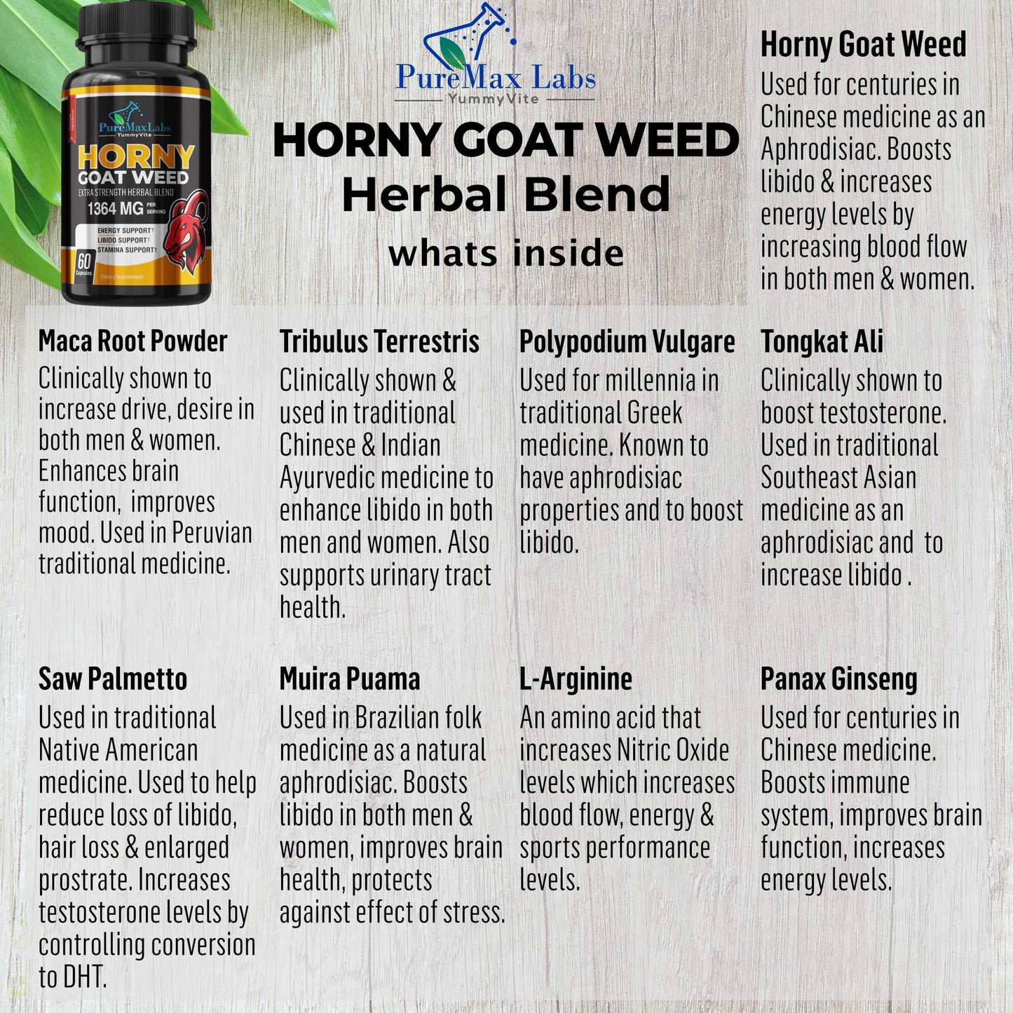 Horny Goat Weed Extra Strength – Maca, L-Arginine & Ginseng | 60 Capsules