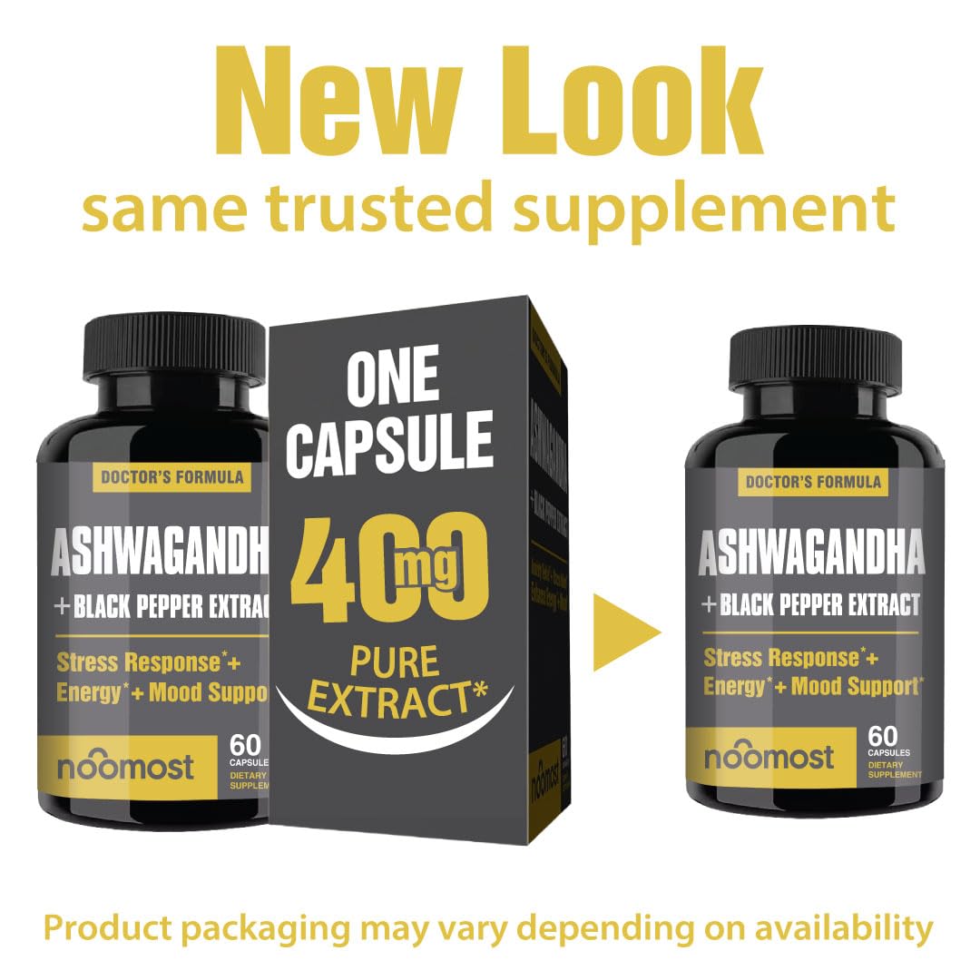 NooMost Ashwagandha Root Extract 15:1 with Black Pepper – 60 Capsules