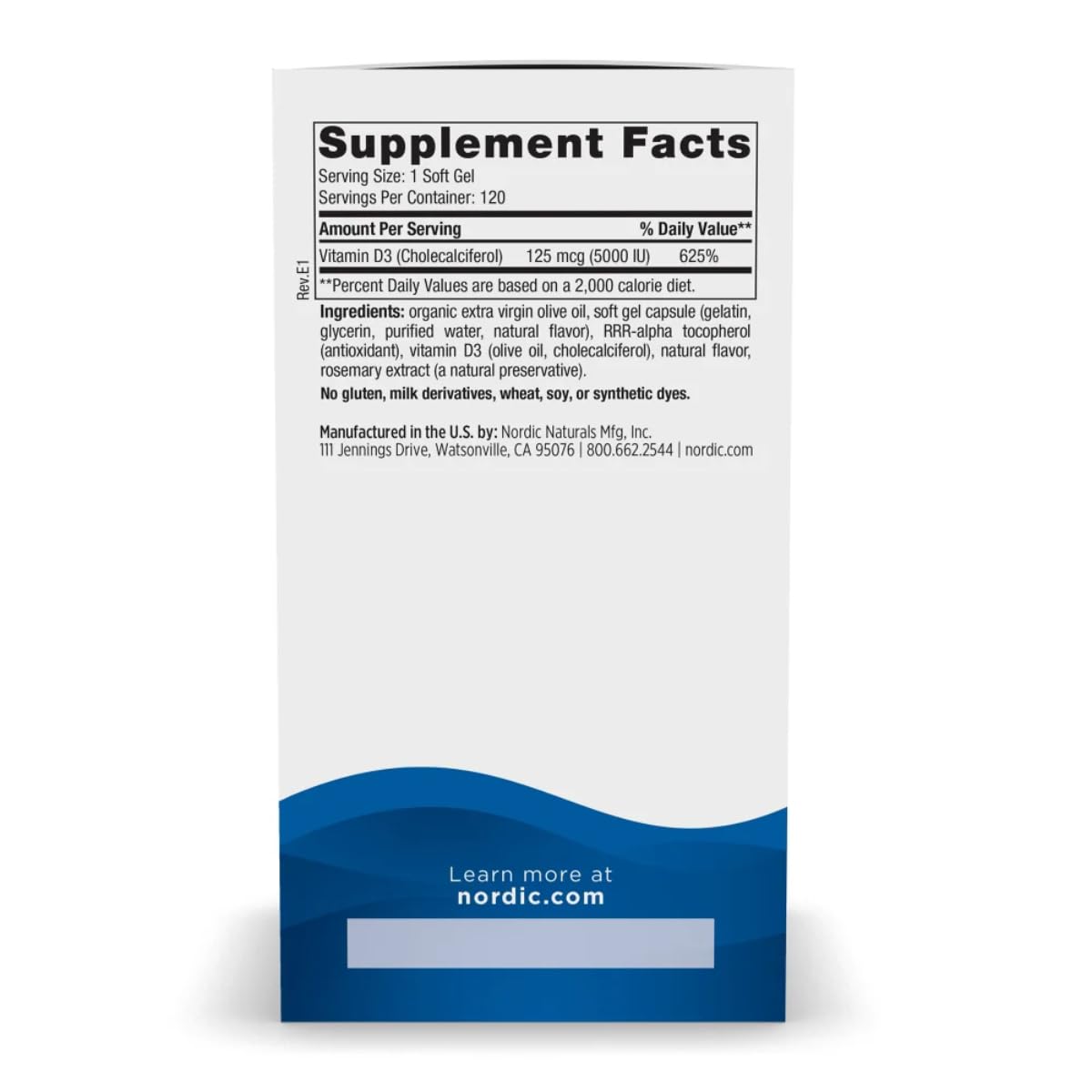 Nordic Naturals Vitamin D3 5000 IU (Orange) – 120 Mini Soft Gels