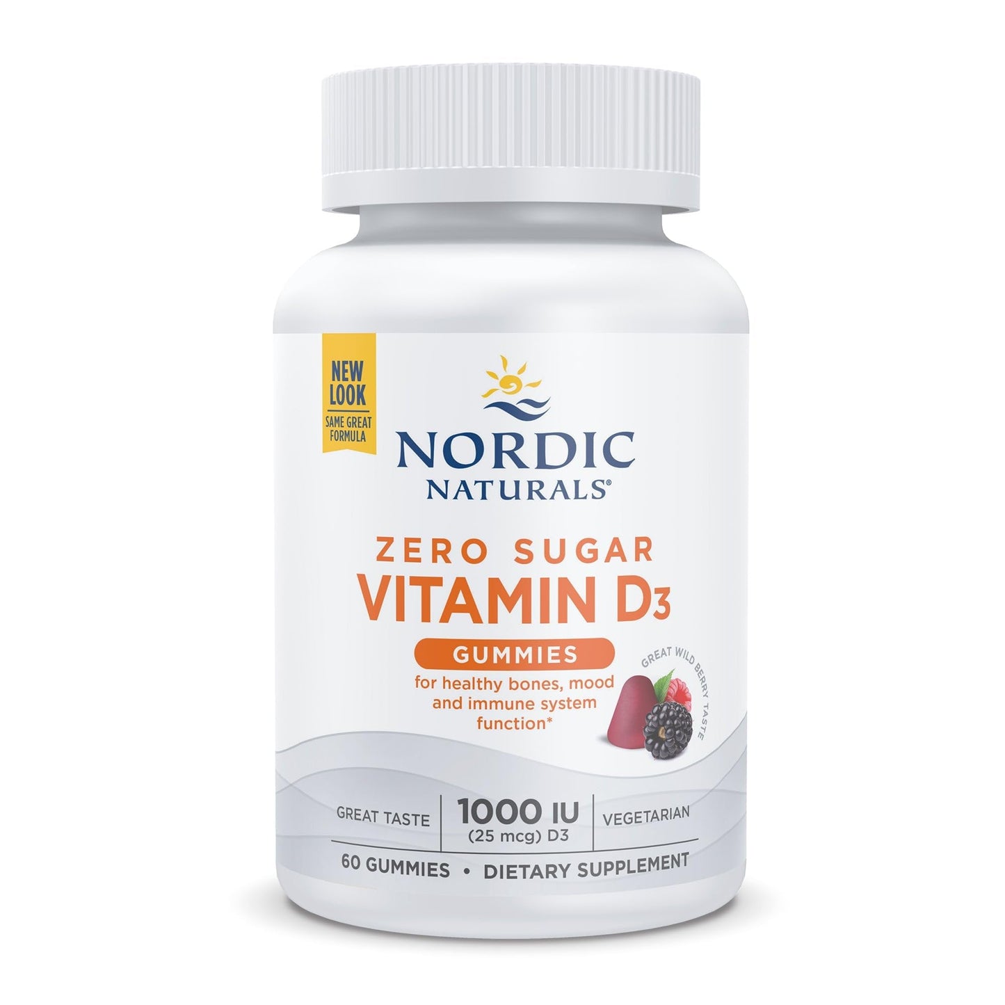 Nordic Naturals Zero Sugar Vitamin D3 Gummies, Wild Berry - 60 Gummies, 1000 IU