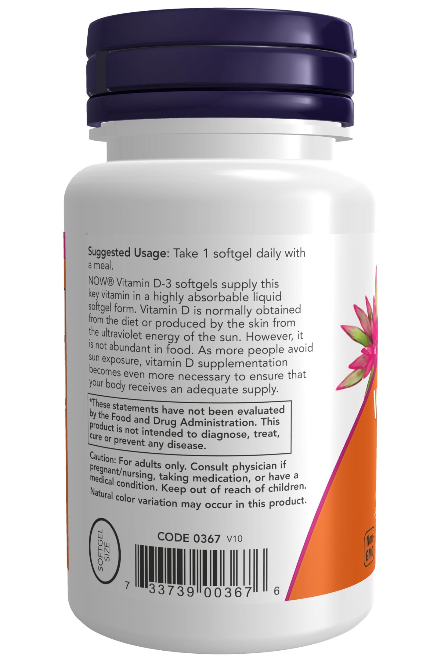 Now Foods Vitamin D3 2000 IU Softgels – High Potency, Non-GMO, Kosher