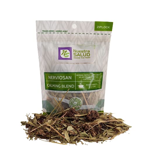 Nuestra Salud Herbal Sleeping Tea - Valerian, Lemon Balm & Small Burnet (1.4oz) Caffeine-Free Night Tea - Pack of 2