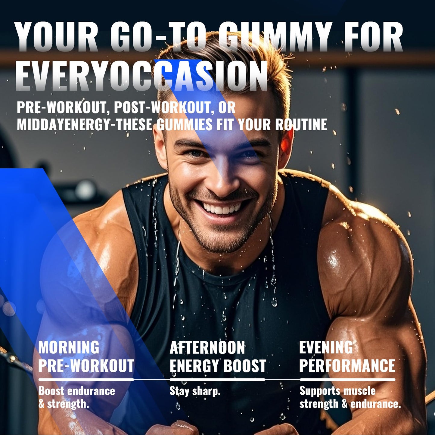NUTRAGOGO Creatine Monohydrate Gummies – 5g/Serving, Sugar Free, Vegan, Blueberry Electrolyte