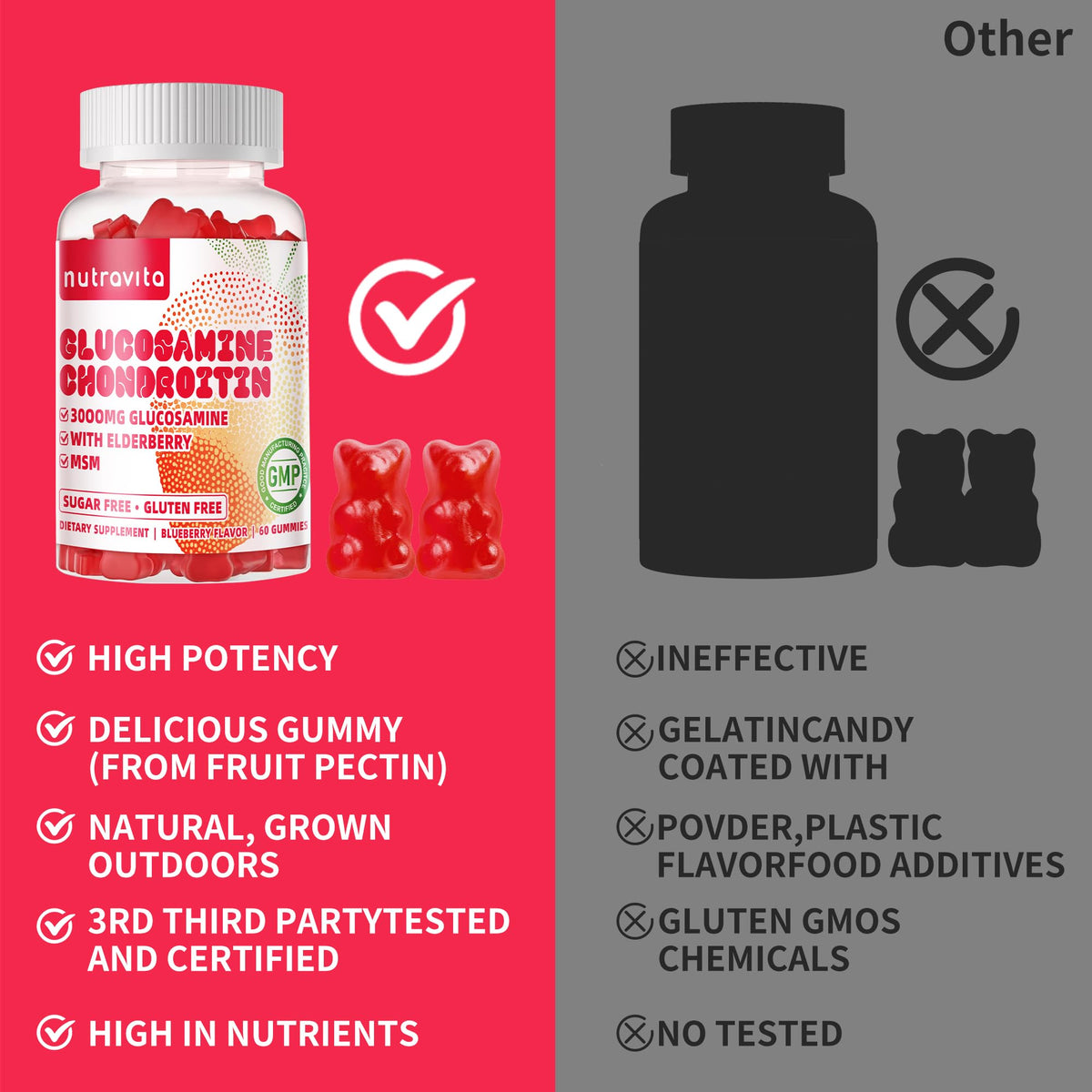 Nutravita Glucosamine Chondroitin Gummies with MSM & Elderberry – Joint Support BritishVita | Premium UK Vitamins & Wellness Supplements