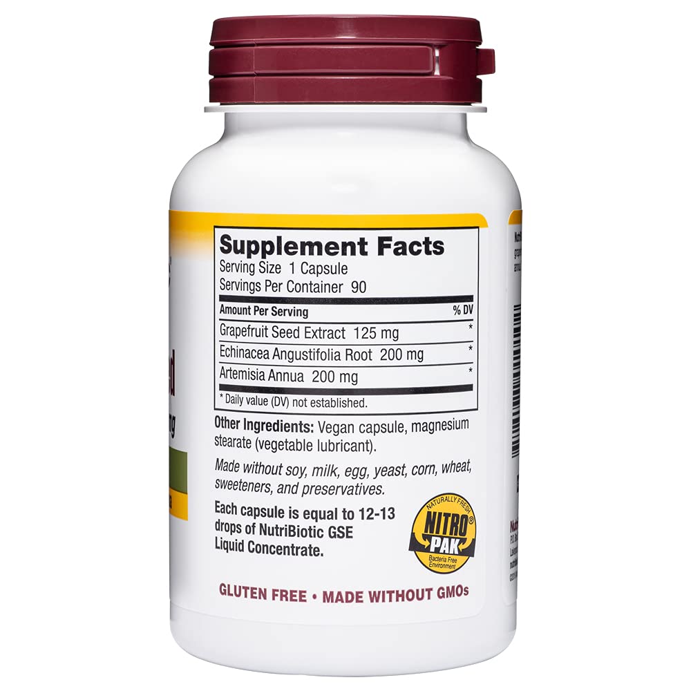 NutriBiotic Grapefruit Seed Extract CapsulesPlus – 125 mg GSE, 90 Count (Pack of 2) | Vegan, Gluten-Free, Non-GMO