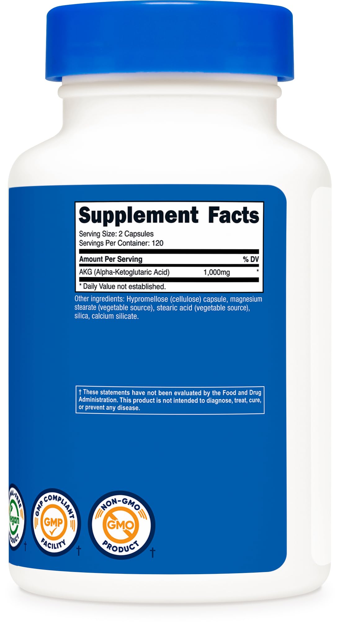Nutricost AKG Alpha Ketoglutaric Acid 1,000 mg | 240 Capsules | 120 Servings | Energy Support