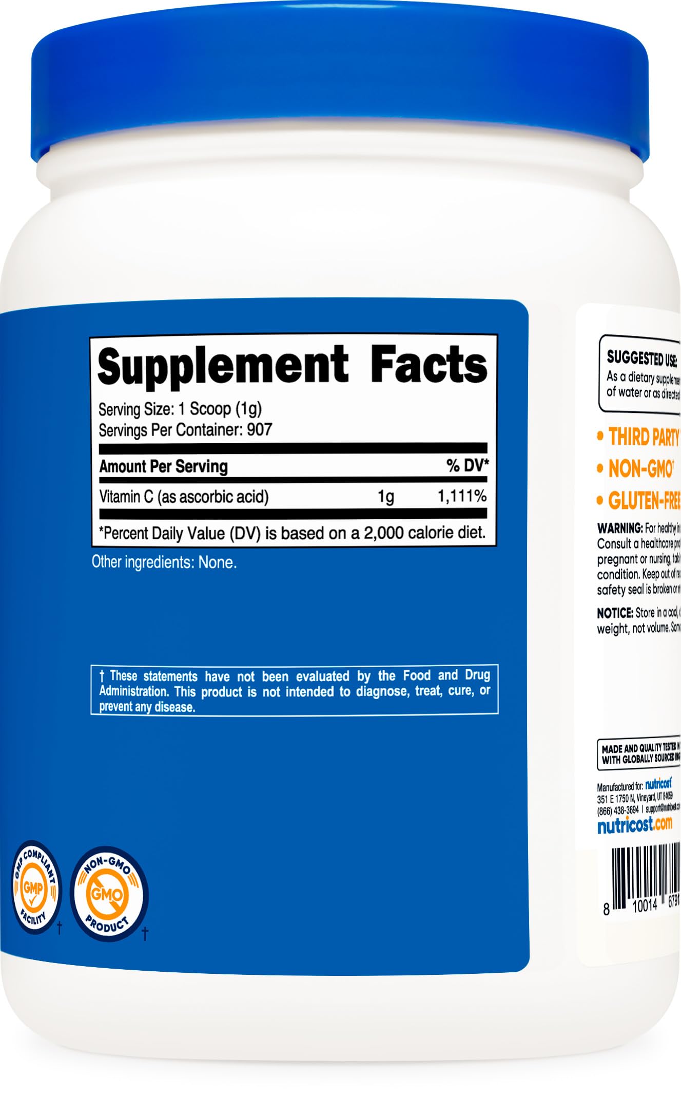 Nutricost Ascorbic Acid Powder (Vitamin C) - 2 LBS, Gluten Free, Non-GMO BritishVita | Premium UK Vitamins & Wellness Supplements