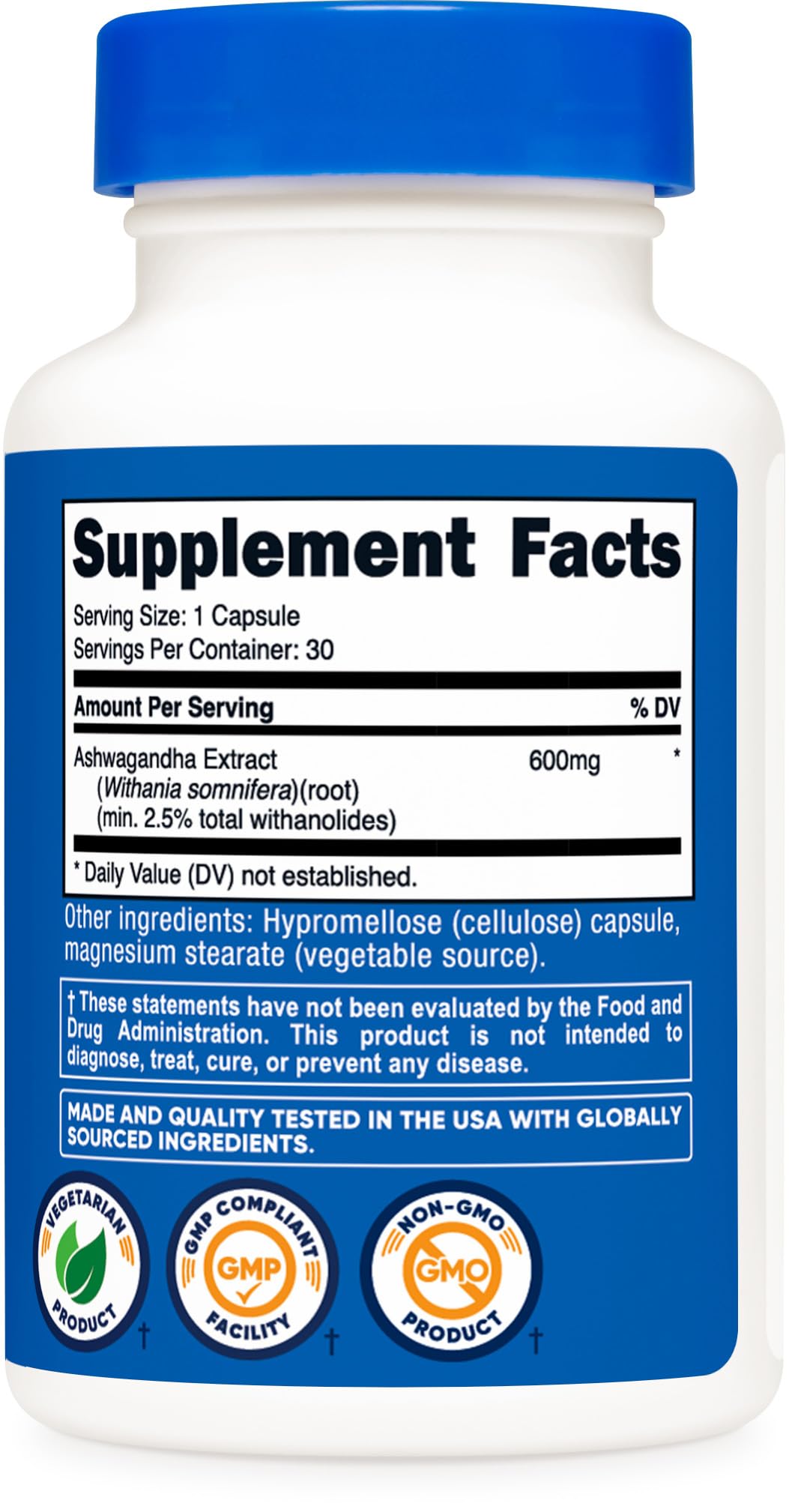 Nutricost Ashwagandha Root Extract 600mg - 30 Vegetarian Capsules | Non-GMO, Gluten Free