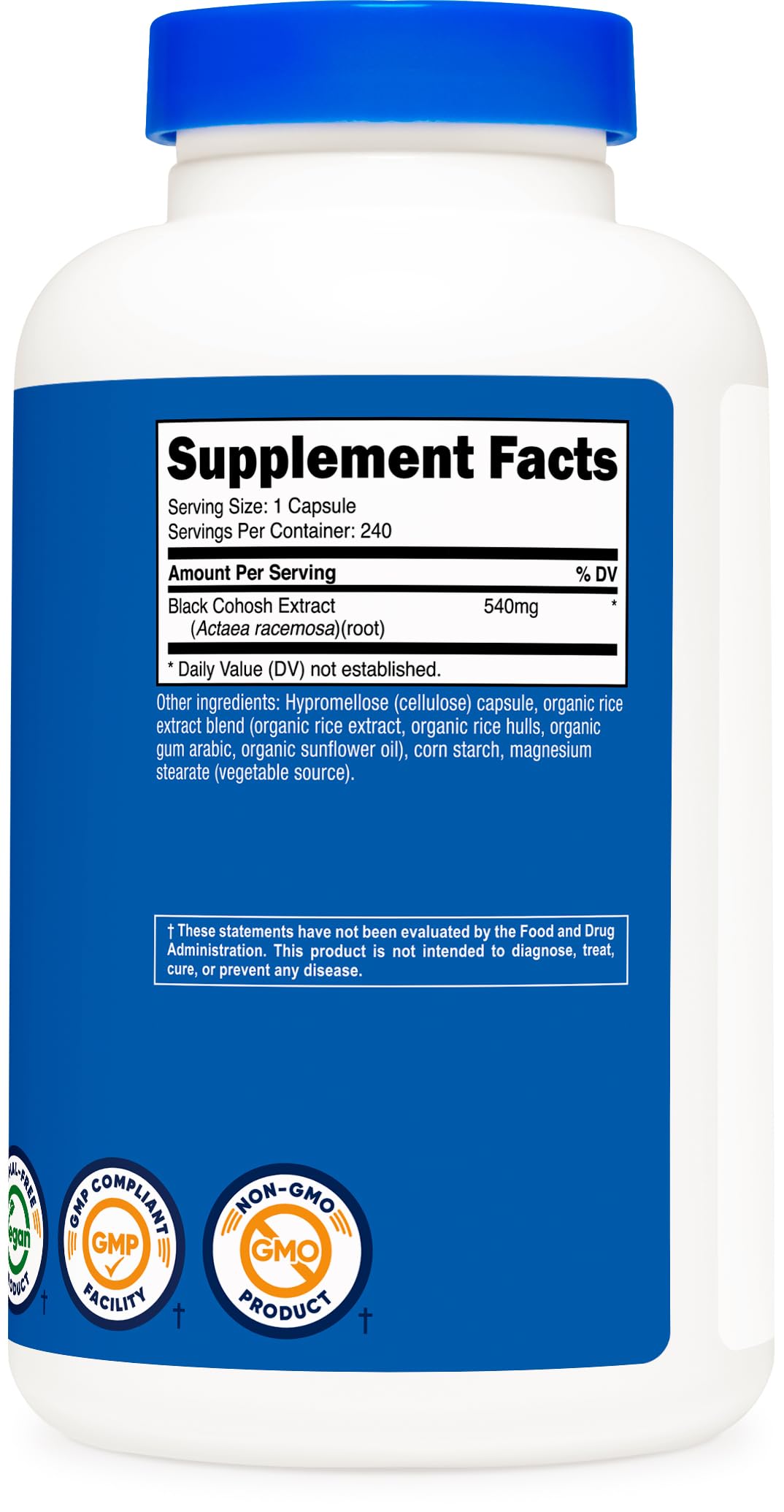 Nutricost Black Cohosh 540mg 240 Capsules - Non-GMO Gluten Free