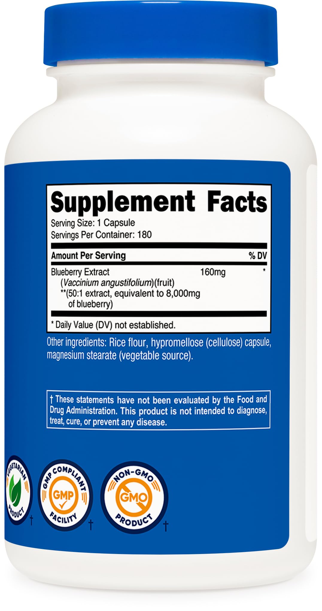 Nutricost Blueberry Extract 8000mg Equivalent (50:1) - 180 Vegetarian Capsules BritishVita | Premium UK Vitamins & Wellness Supplements