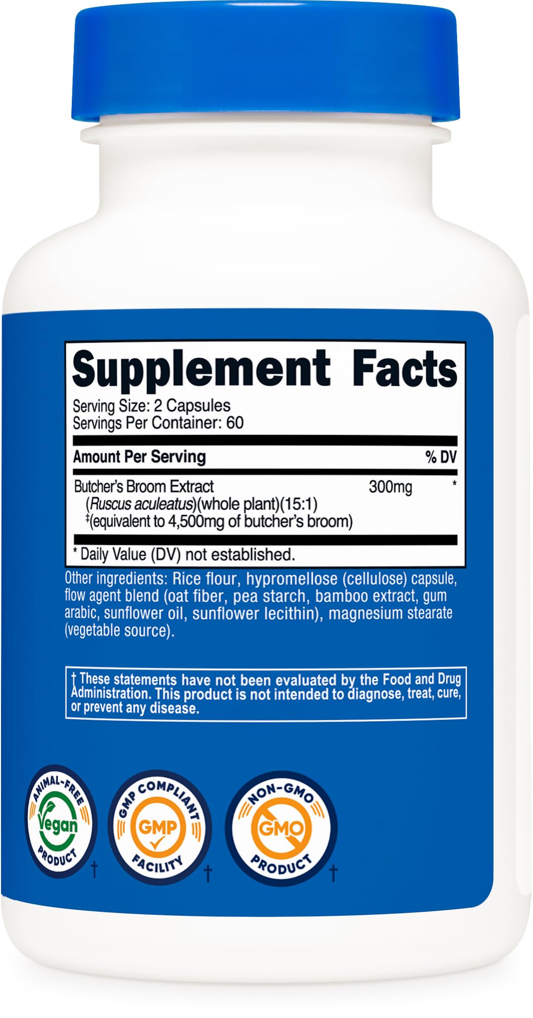 Nutricost Butcher's Broom Extract (4500 mg Equivalent) 120 Capsules - Gluten Free, 60 Servings BritishVita | Premium UK Vitamins & Wellness Supplements